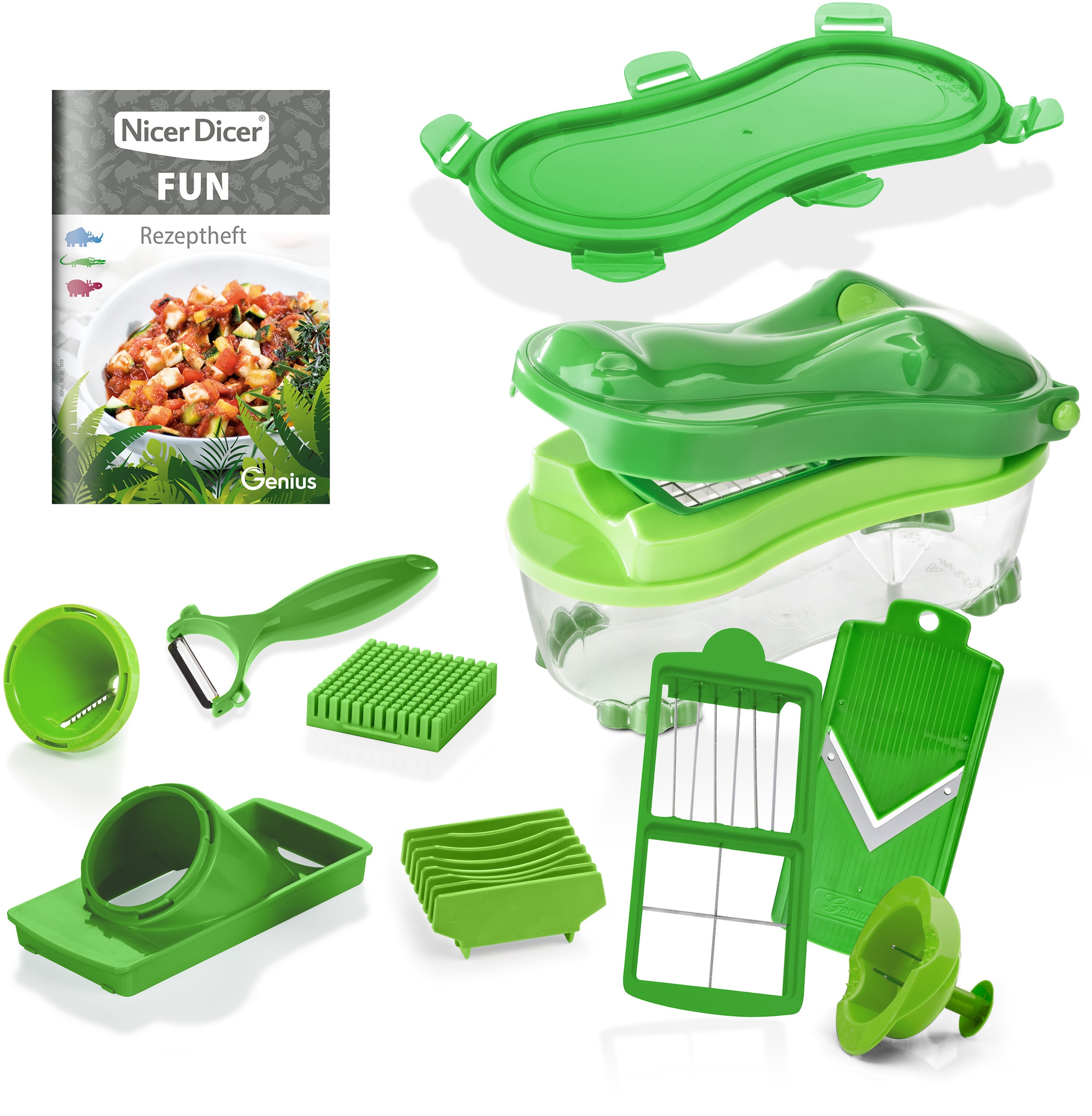Genius Zerkleinerer »Nicer Dicer Fun«, 1500 ml Kunststoff-Auffangbehälter, Set 14-tlg