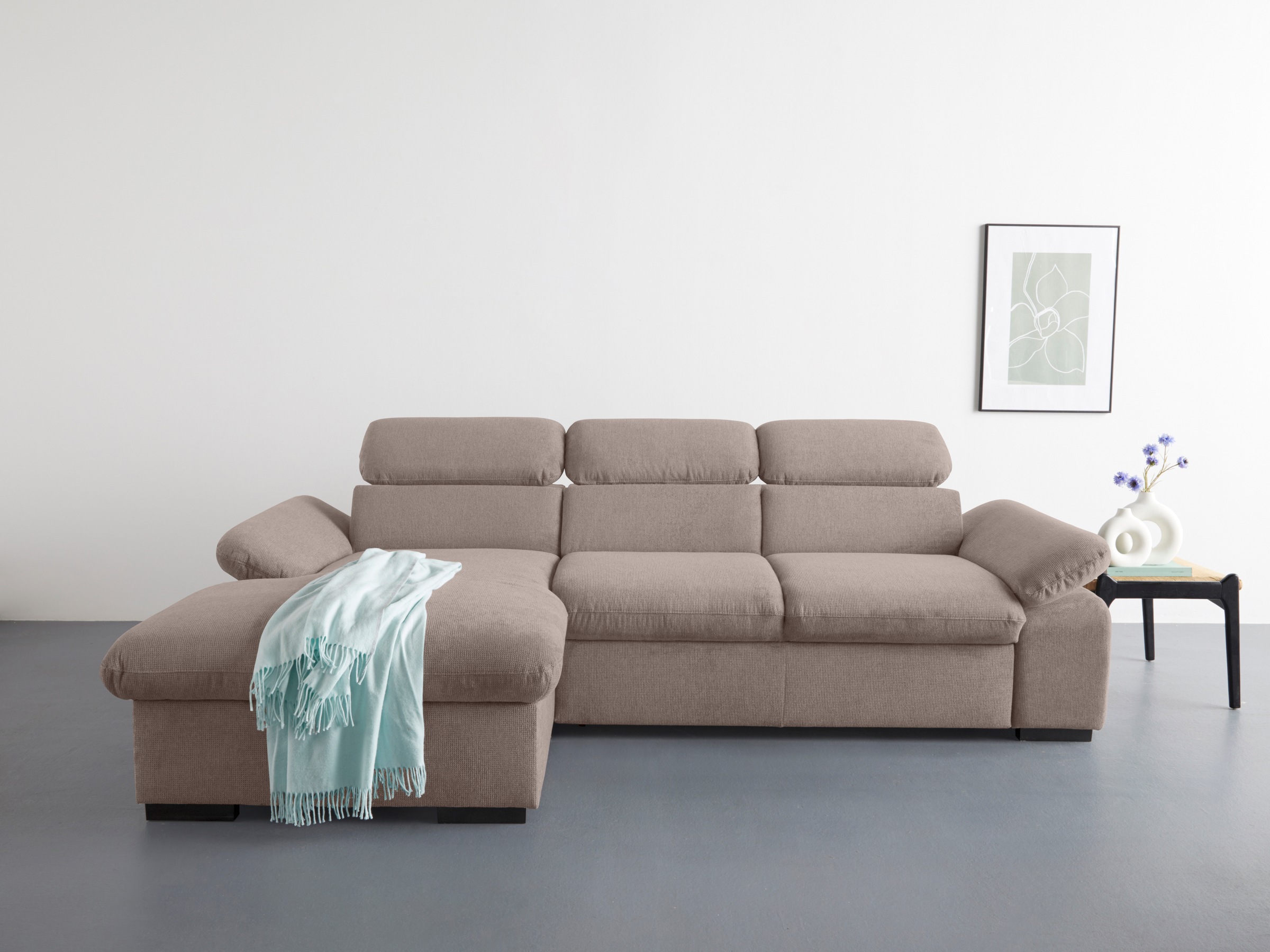 COTTA Ecksofa »Lola L-Form mit Kopfteilfunktion & Hocker«, (Set, mit Hocker günstig online kaufen