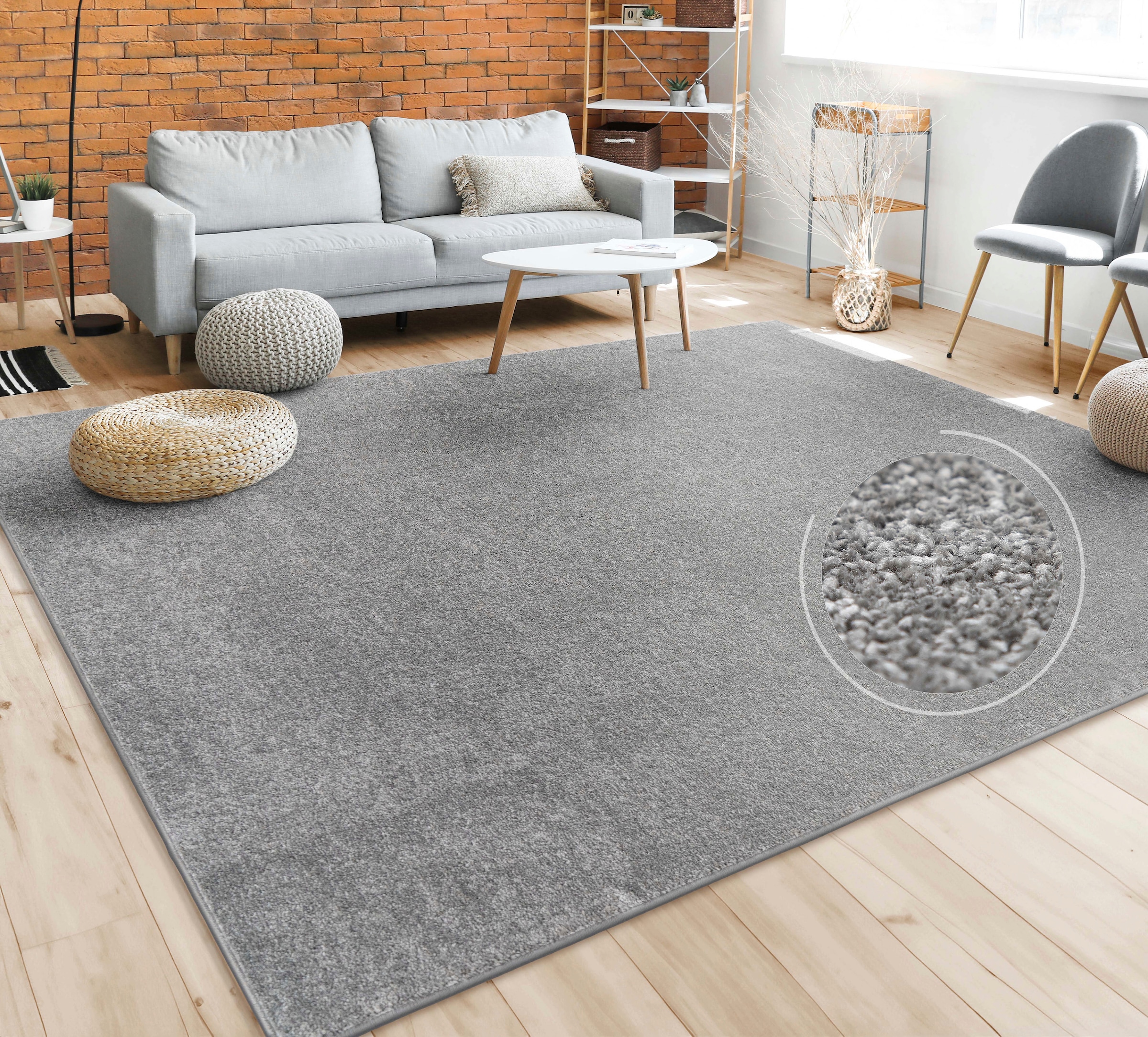 Bild von Paco Home Teppich »Porto 890«, rechteckig, Kurzflor, Uni-Farben, ideal im Wohnzimmer & Schlafzimmer