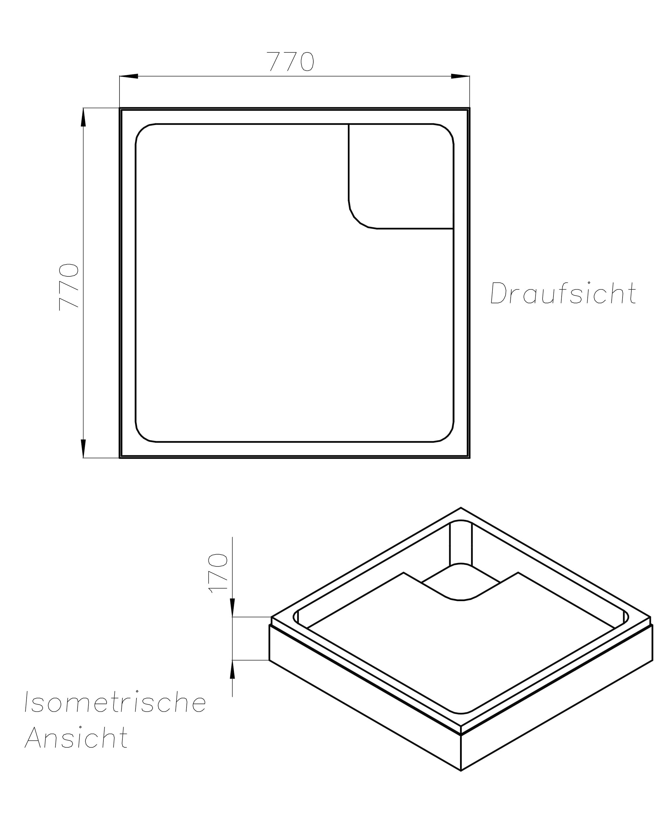 OTTOFOND Duschwanne, (Set), 80x80x6 cm, mit Wannenträger, Ablaufgarnitur und Fugendichtband