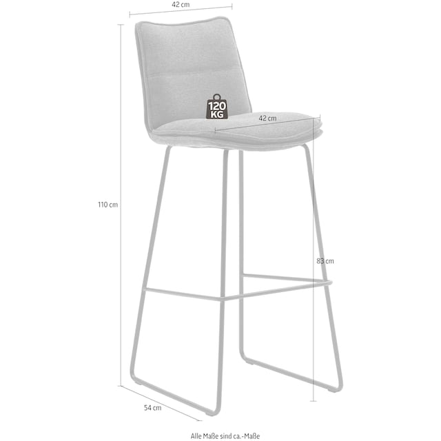 MCA furniture Barhocker »Hampton«, (Set, 2 St., 2-er), Barstuhl 180°drehbar  mit Nivellierung, bis 120 Kg belastbar auf Raten kaufen