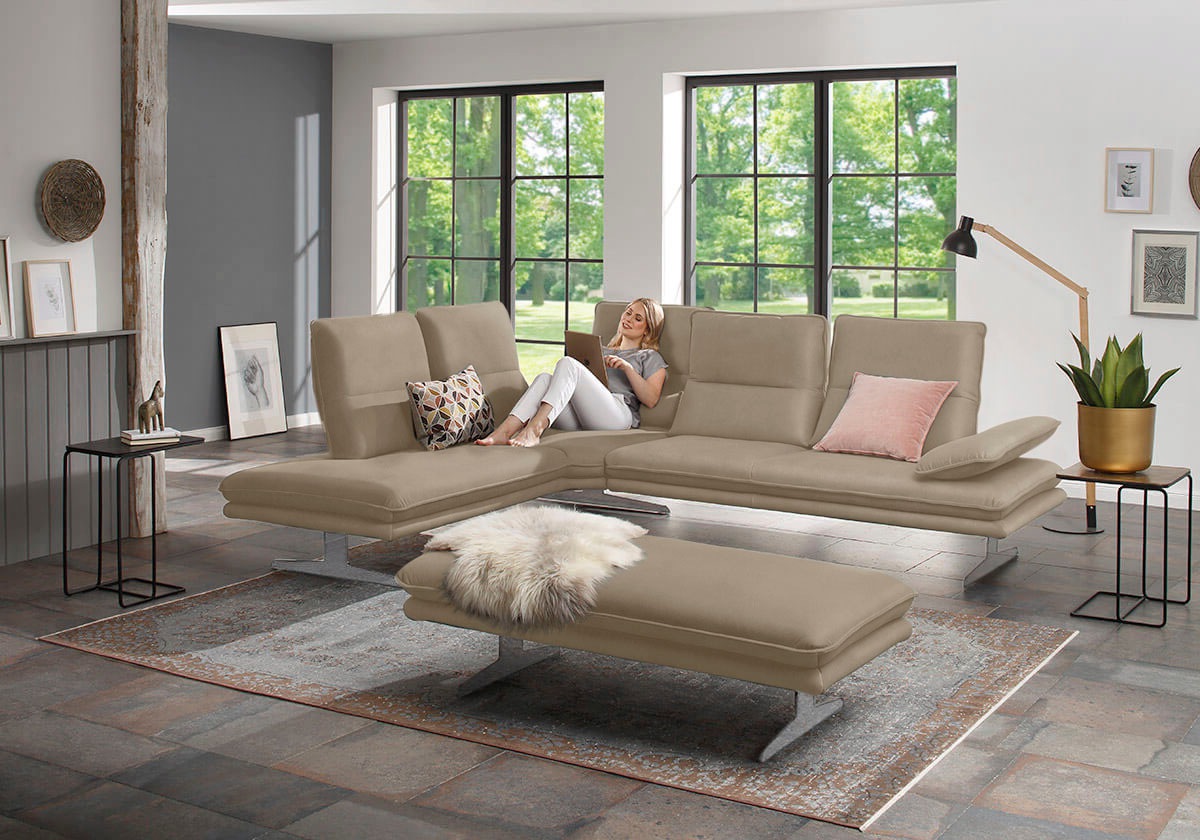 W.SCHILLIG Ecksofa »broadway, Designsofa, mit tollem Sitzkomfort, L-Form«, Sitztiefenverstellung, Kopfteil- & Seitenteilverstellung, Breite 284cm