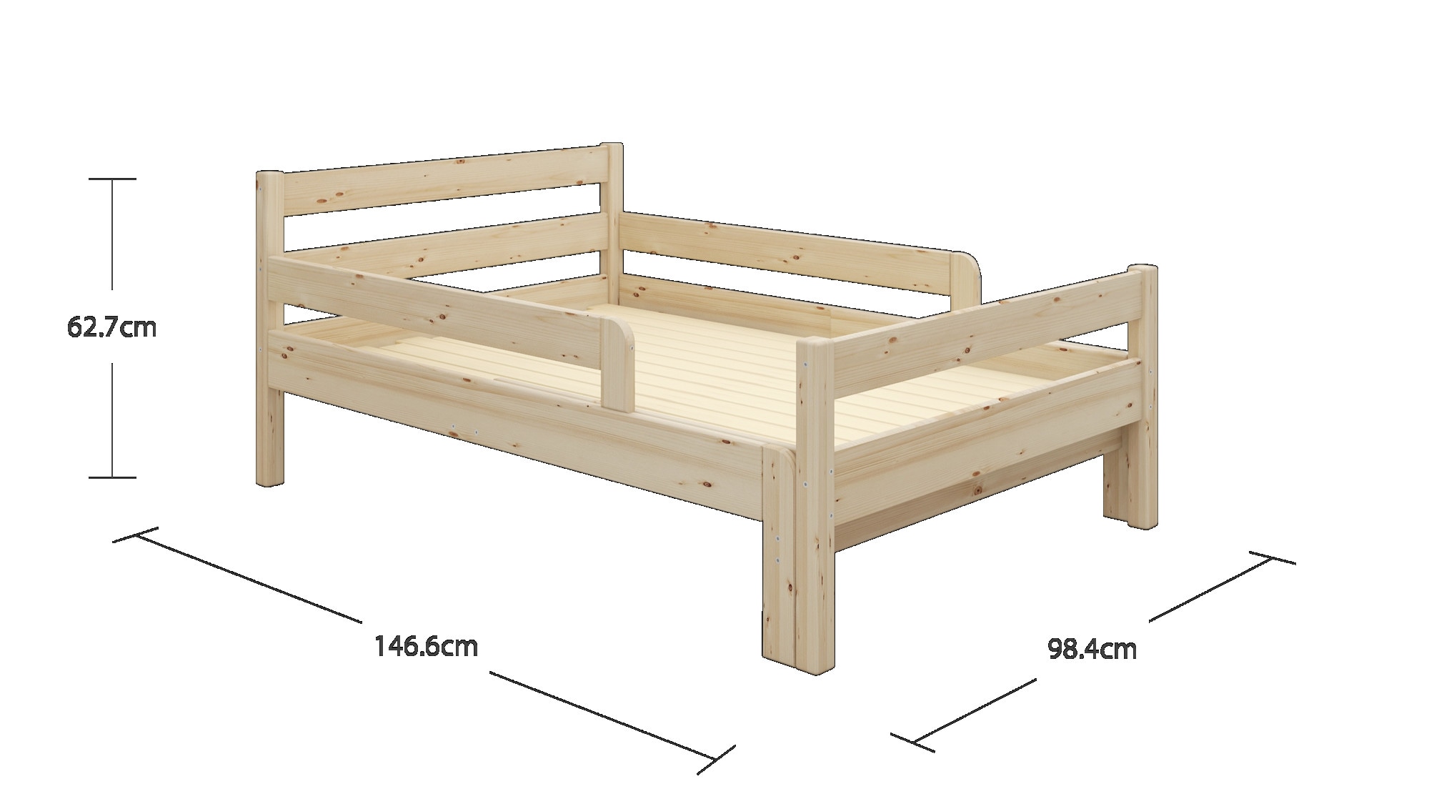 Home affaire Kinderbett »Wenke,  ausziehbar von 140 bis 200 cm, FSC®« 90cm Breite, 140-200cm Liegefläche,  massive Kiefer, mit Lattenrost, zeitlose Optik,  Rausfallschutz