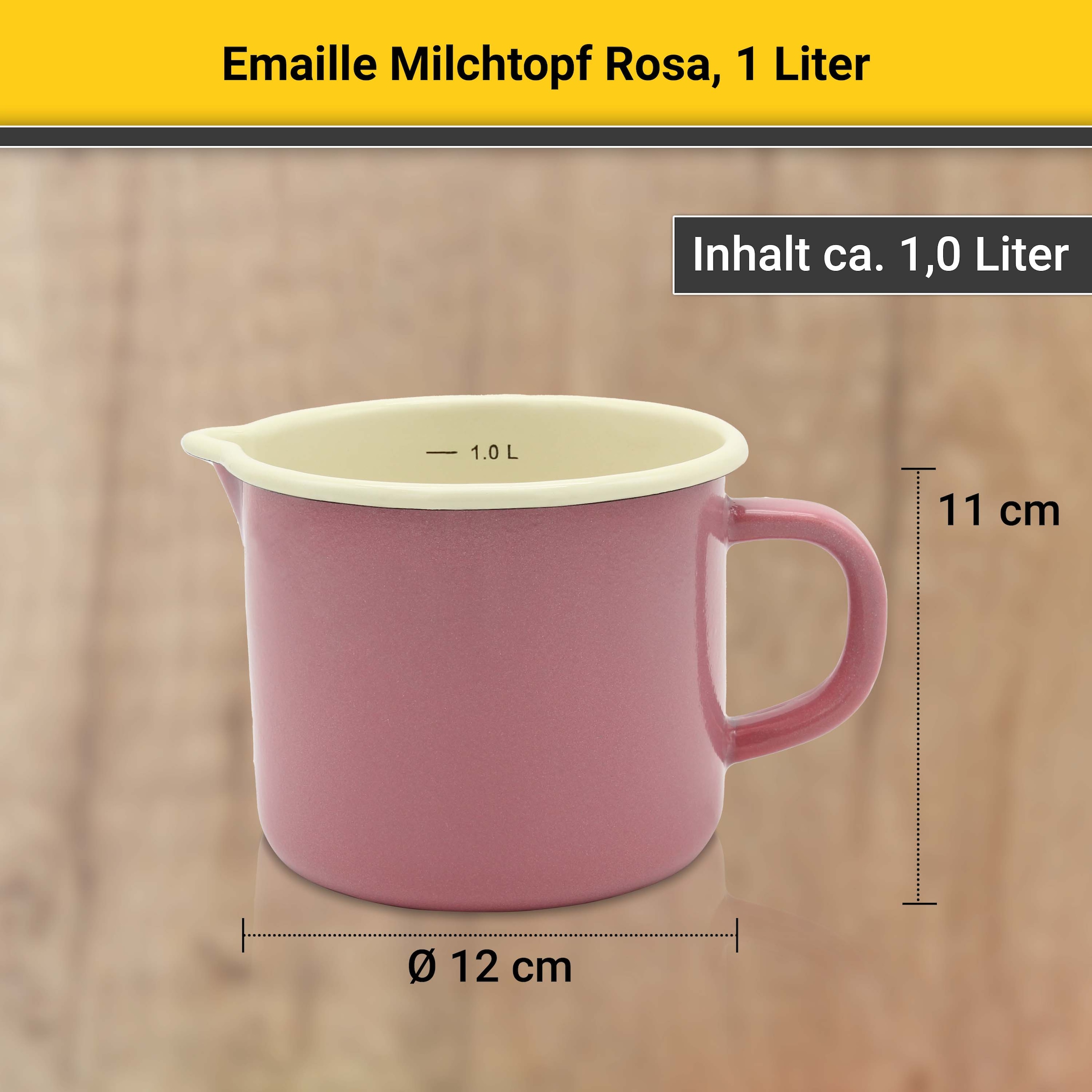 Krüger Milchtopf, Emaille, (1 tlg.), Literskala, 1 Liter, für Induktions-Kochfelder geeignet