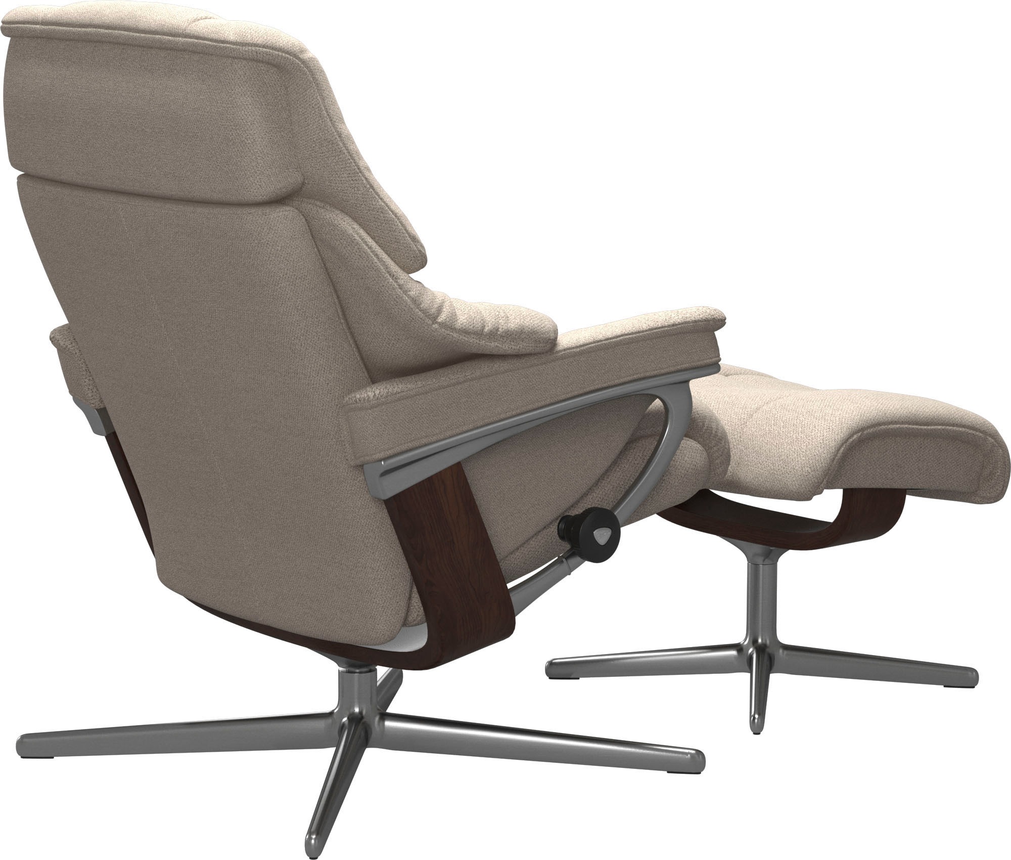 Stressless® Relaxsessel »Reno«, (Set, Relaxsessel mit Hocker), mit Hocker, mit Cross Base, Größe S, M & L, Holzakzent Braun