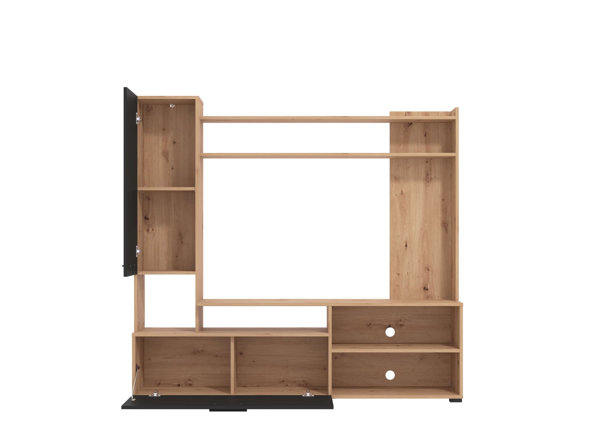 INOSIGN Wohnwand »Braga Wohnwand, Mediawand, Anbauwand, für TV bis 60', Breite 169 cm«, (Komplett-Set, 3 St.), Set besteht aus Standregal, TV-Board und Wandregal, in Artisan Eiche