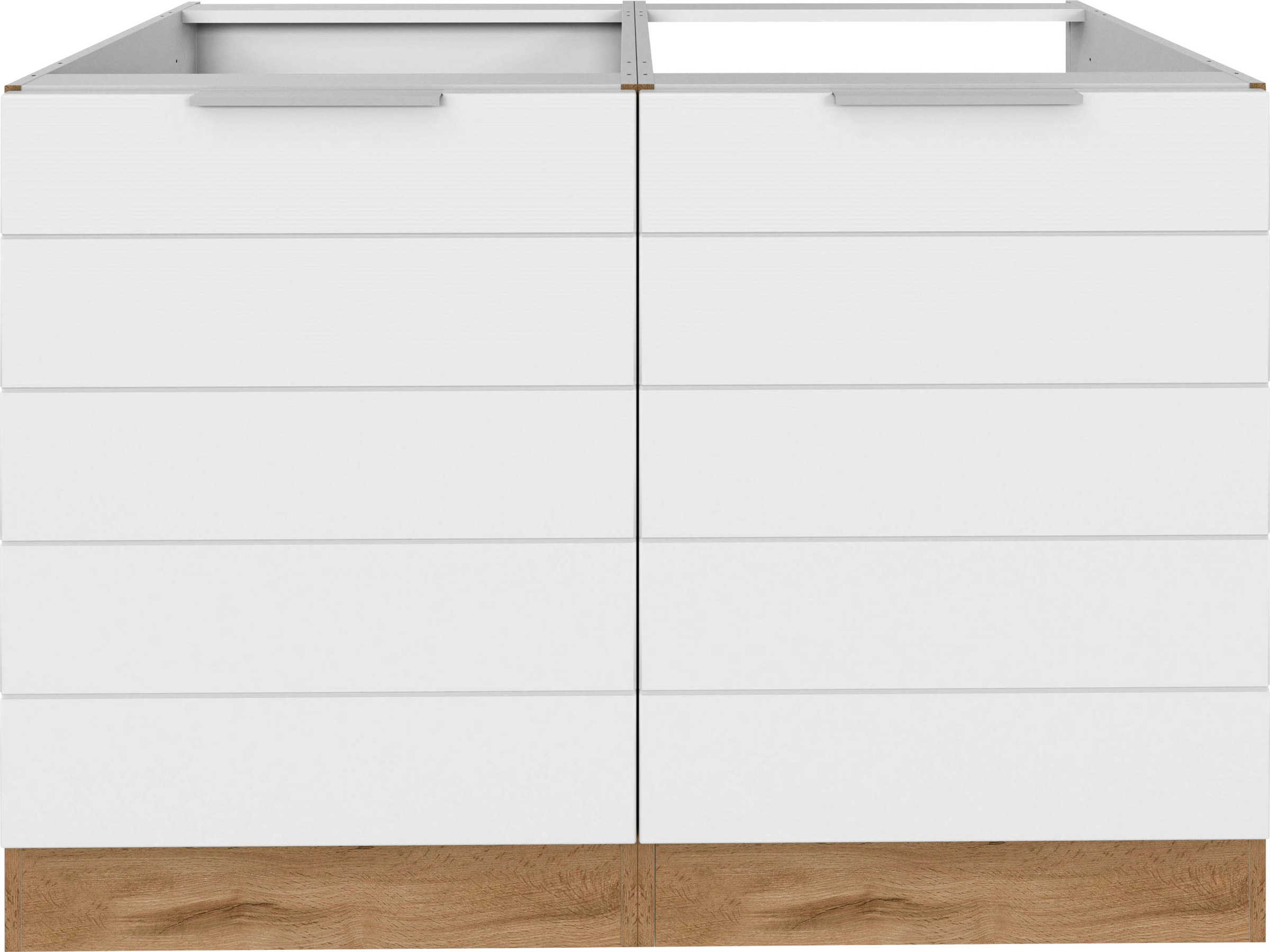 KOCHSTATION Spülenschrank »KS-Luhe«, 120 cm breit, hochwertige MDF-Fronten mit waagerechter Lisene