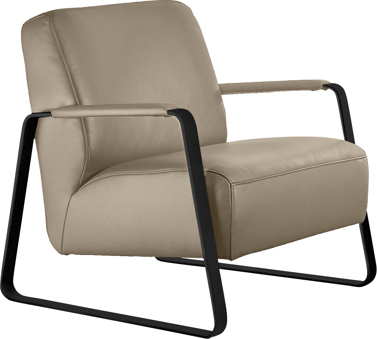 W.SCHILLIG Cocktailsessel »quadroo Loungesessel,«, mit bezogenen Armlehnen, Gestell in Schwarz pulverbeschichtet