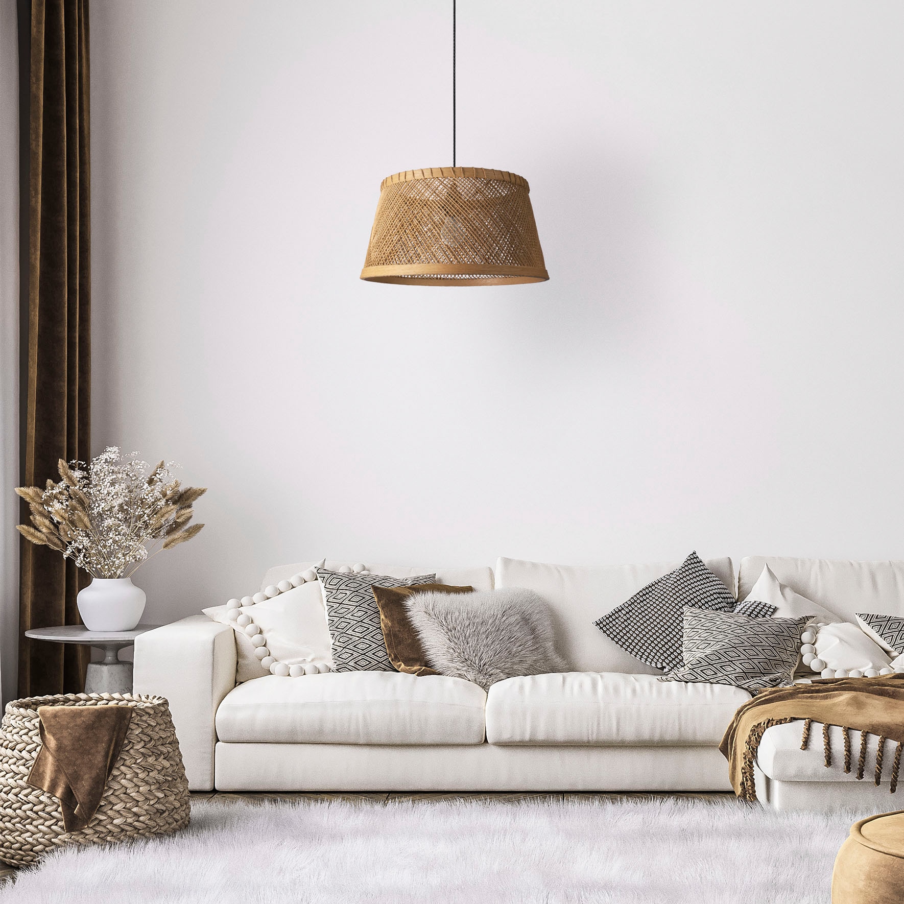 Paco Home Pendelleuchte »RAMA«, Leuchtmittel E27 | ohne Leuchtmittel, Korb Papier Hängend Esstisch Lampe Boho Wohnzimmer E27