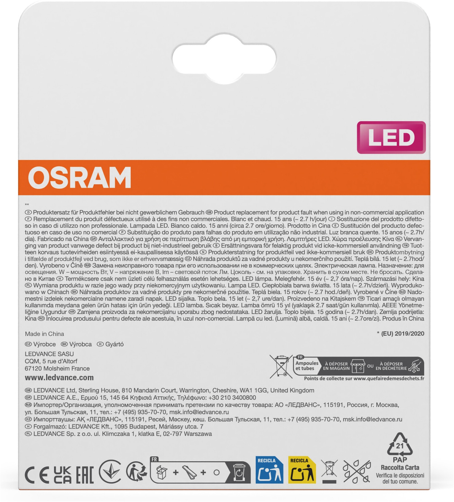 Osram LED-Leuchtmittel »LED Retrofit CLASSIC« E27 2 Stk. Warmweiß