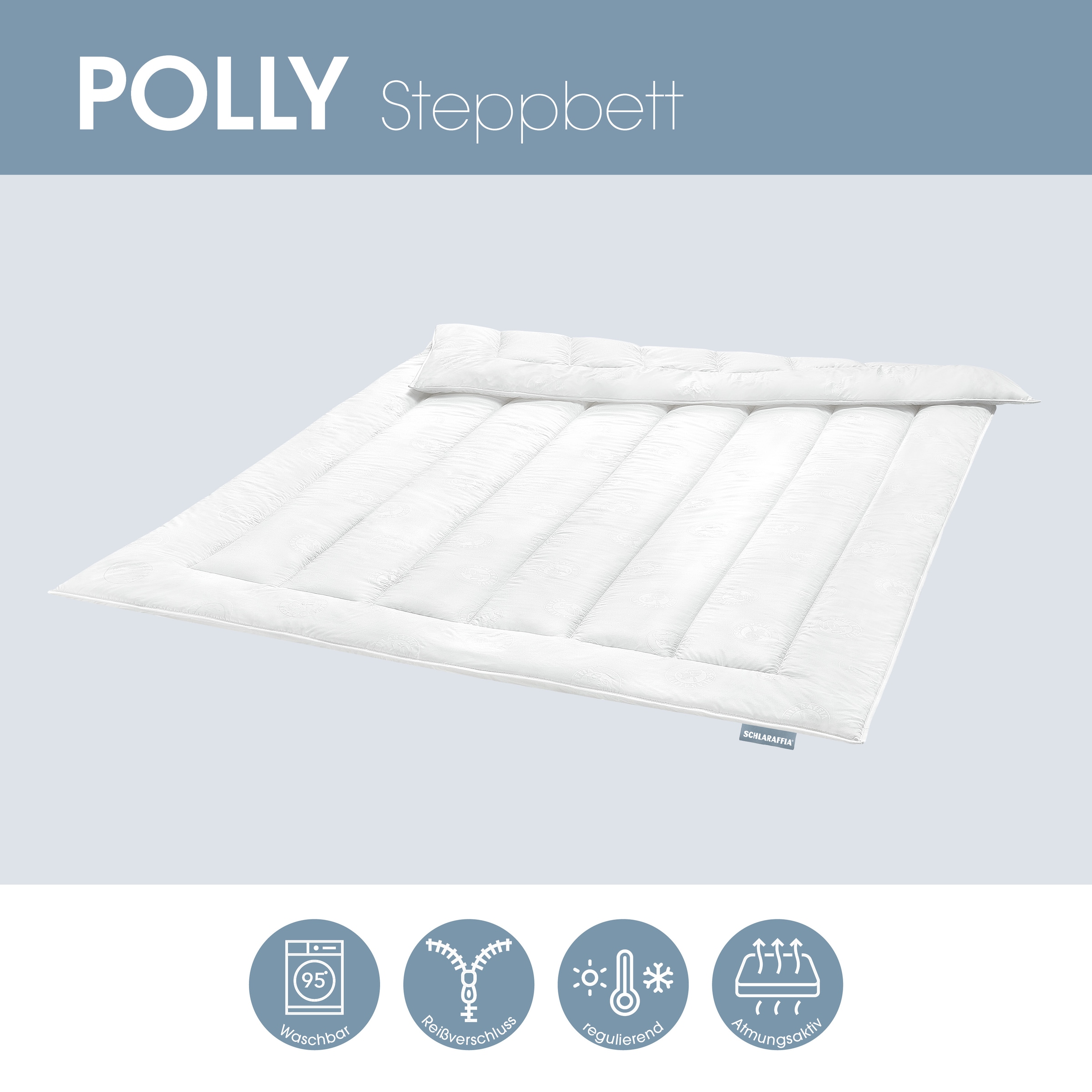 Schlaraffia Kunstfaserbettdecke »Steppbett POLLY, Ganzjahresdecke, NEUHEIT« leicht Füllung 100 % SCHLARAFFIA® Fill Polyester-Markenhohlfaser 1 Stk. tlg. Atmungsaktiv, Bettdecke 135x200, 155x220 cm, Made in Germany
