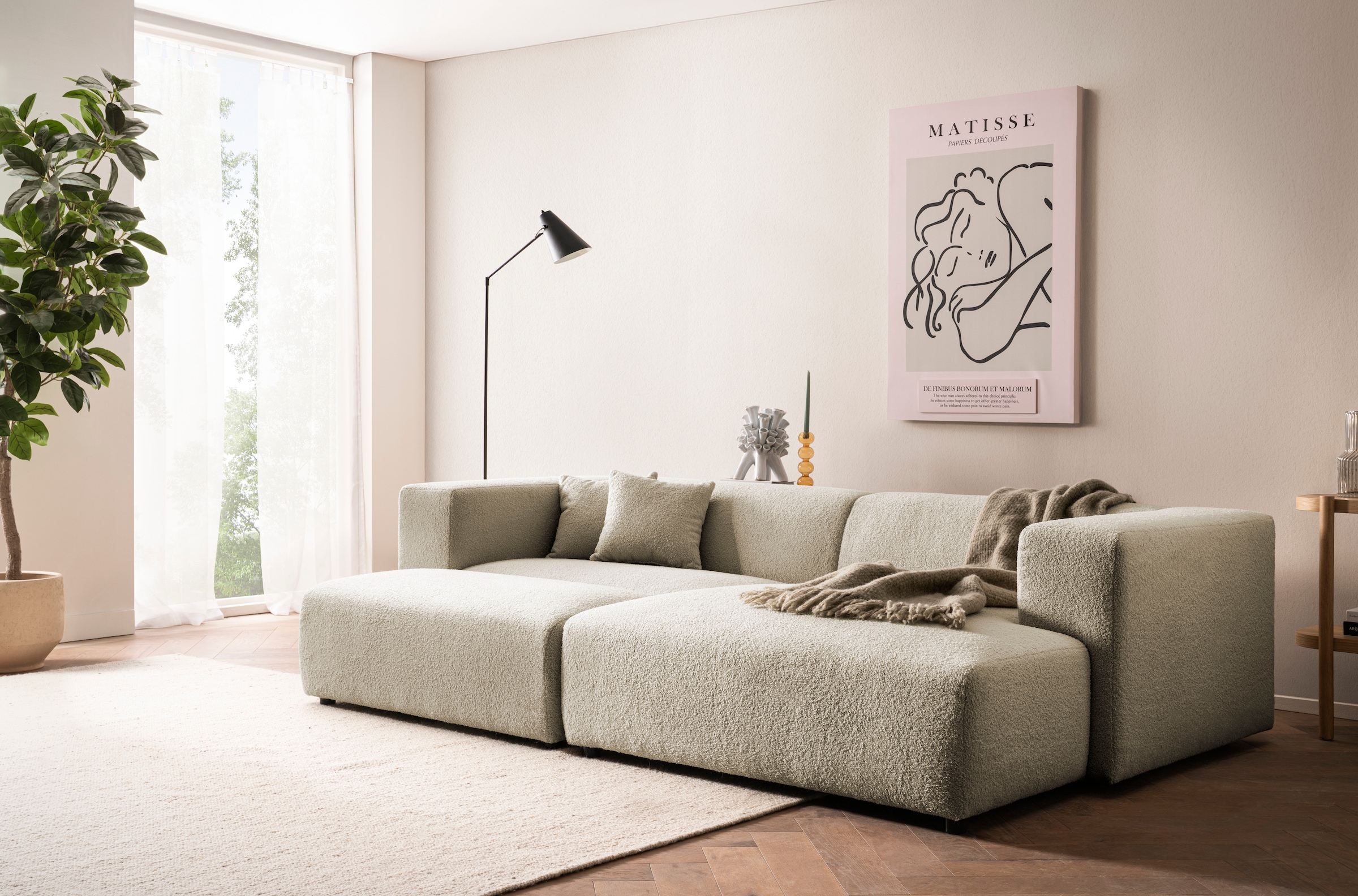 andas Polsterecke »BAKELS, Ecksofa-Set mit Hocker, L-Form mit Schlaffunktion«, Ecksofa-Set (incl. Hocker) im trendigen Megacord