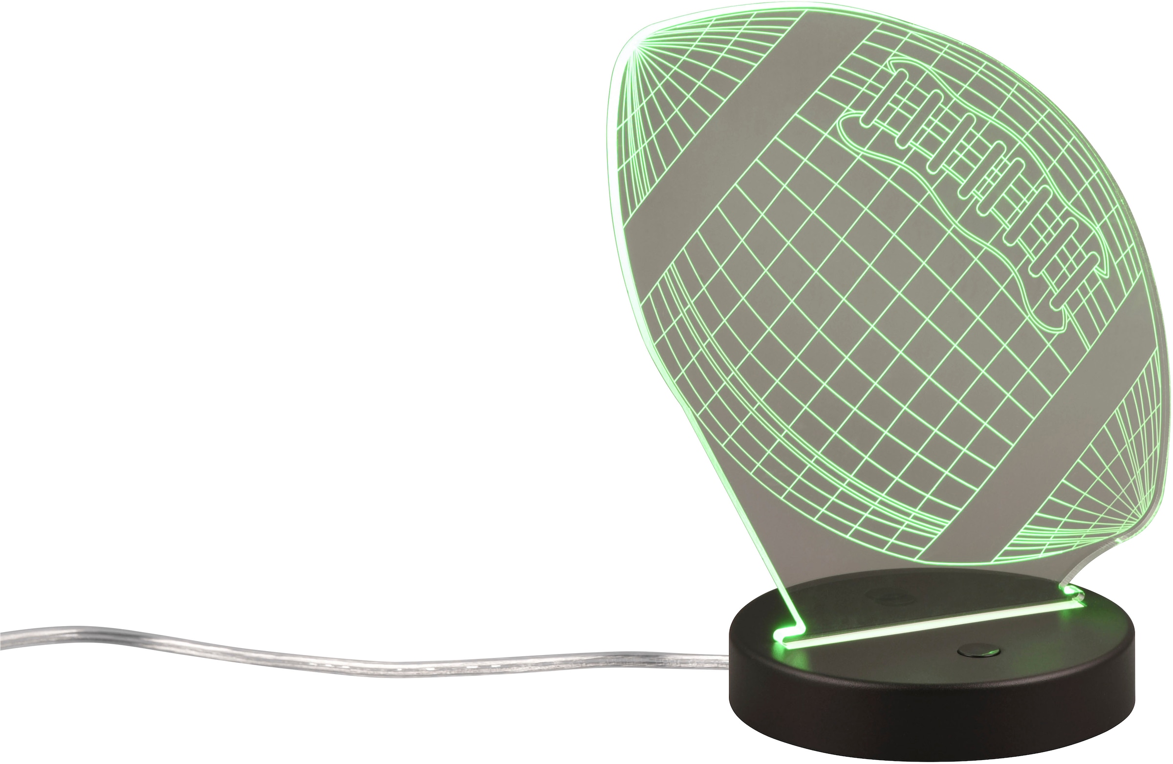 REALITY Leuchten LED Tischleuchte »FOOTBALL, Tischlampe in Football Form mit 3D-Effekt, Acryl, Höhe 22cm« LED-Board 1 Stk. RGB | Warmweiß 3,2W LED, RGB Farbwechsel Modus, 250 Lumen 3000K warmweiß, Base Ø 12cm