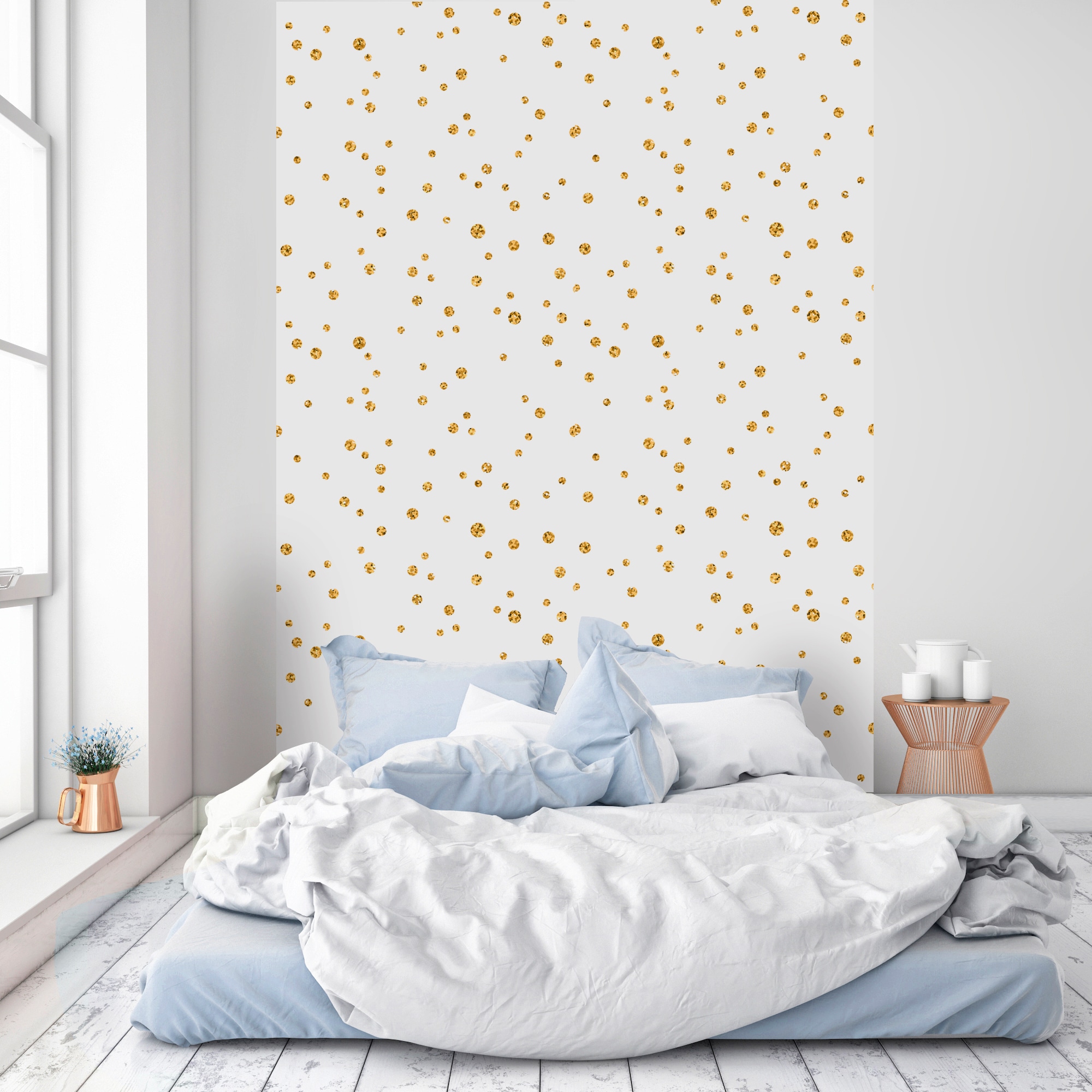 queence Vinyltapete »Paula«, bedruckt-Motiv-gemustert-3D-Optik-gepunktet, 90x250cm, selbstklebend, kinderleichte Anbringung, Sticker