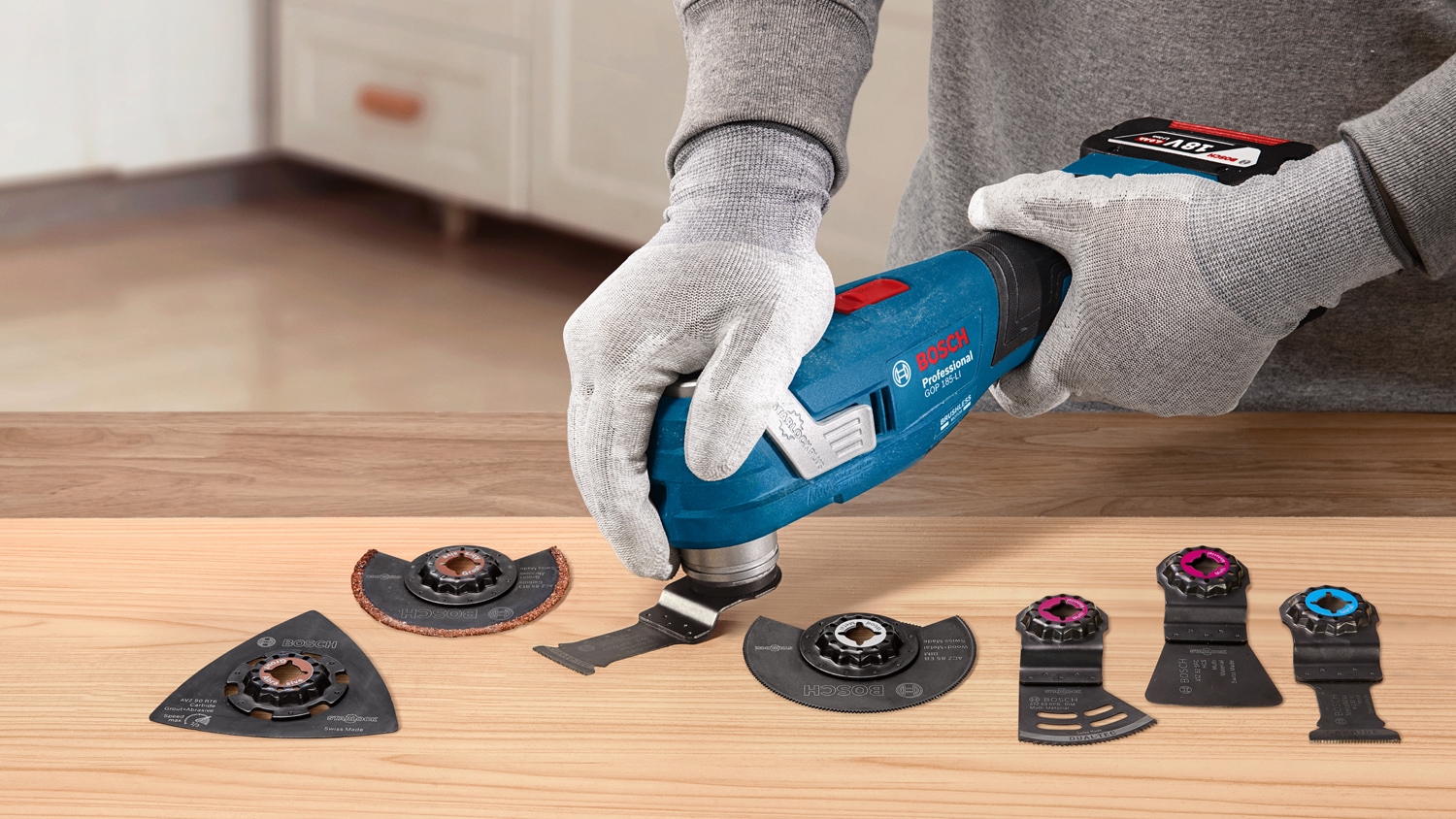 Bosch Professional Multischleifer »»GOP 18V-34««, Starlock Tauchsägeblätter+Zubehör in L-BOXX, ohne Akku und Ladegerät