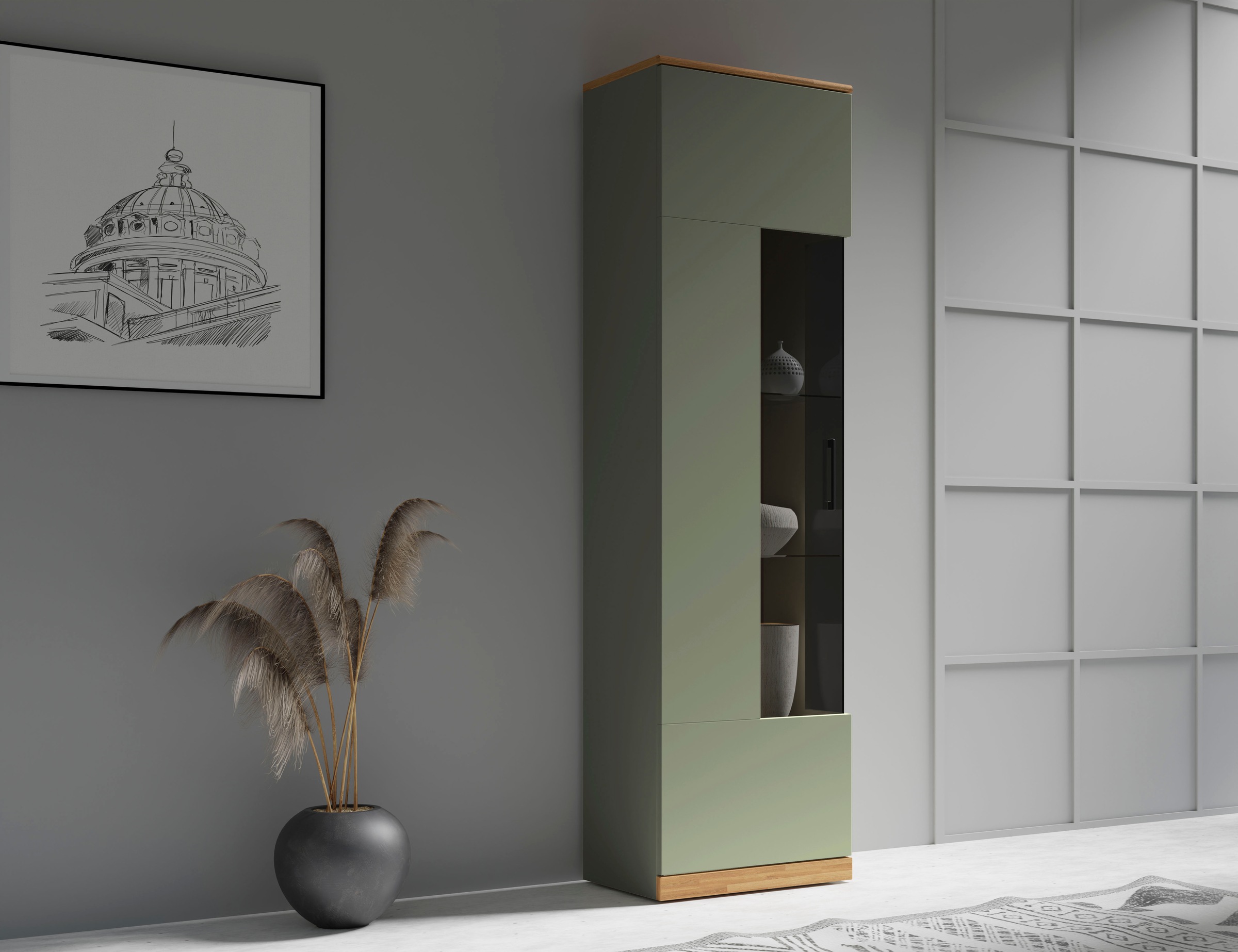 Home affaire Vitrine »Ribe,180cm hoch,5 Fächer,2 Glasböden variabel einsetz günstig online kaufen