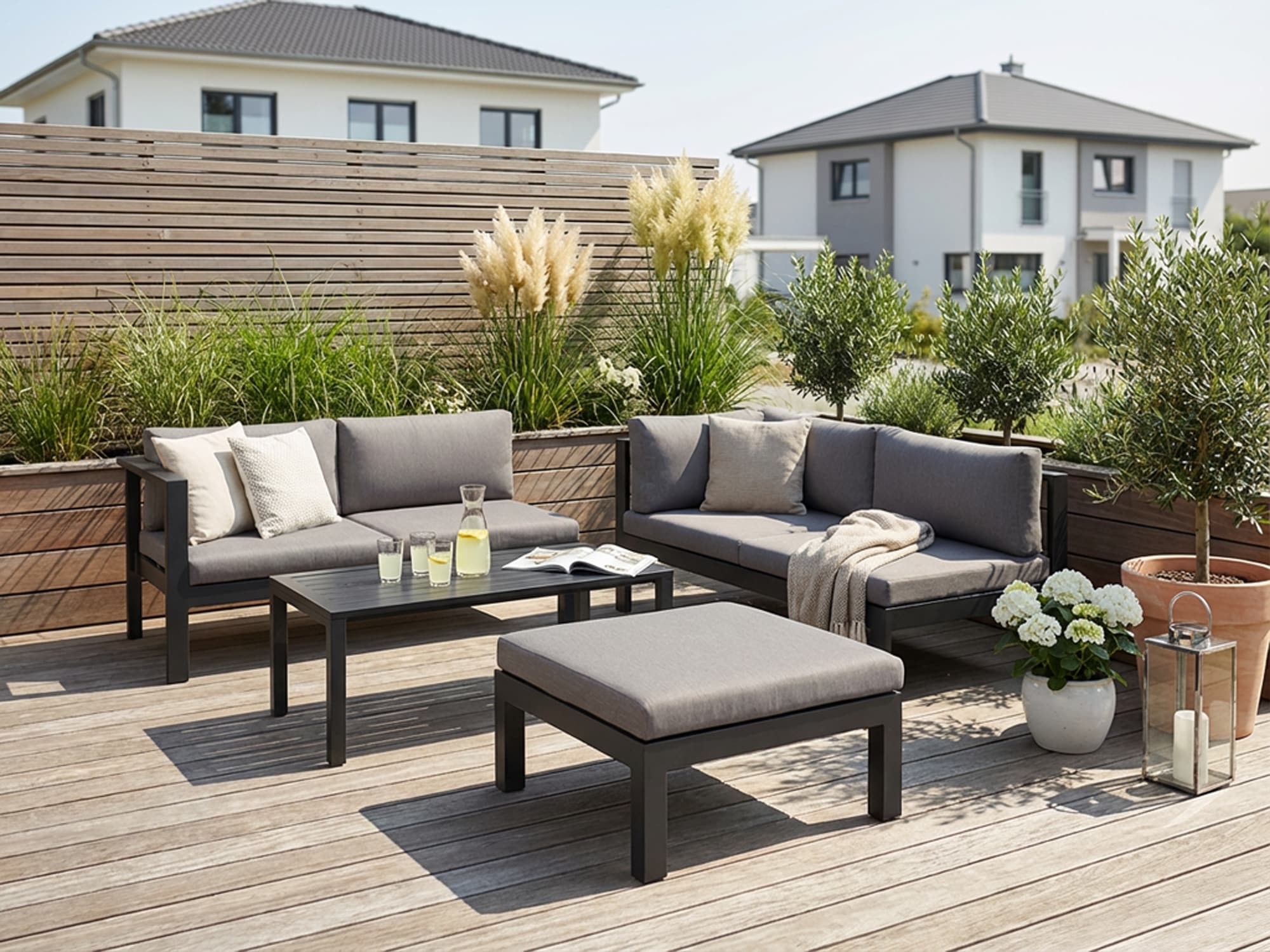 KONIFERA Gartenlounge-Set »Dubai« 14 Stk. tlg. Ecklounge, Tisch 100x59 cm, Aluminium