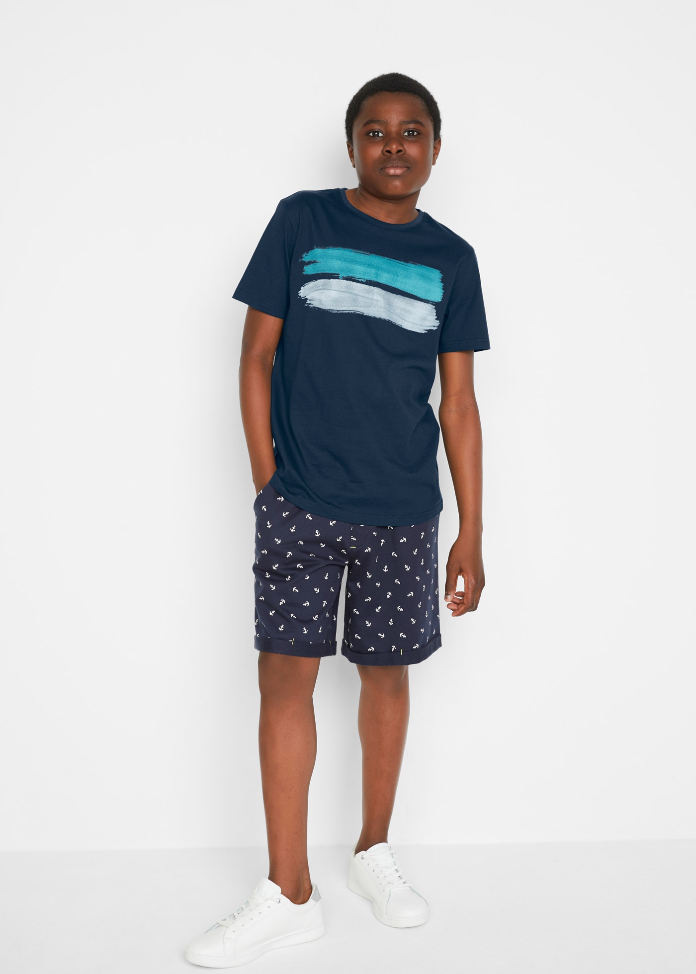 bonprix T-Shirt bequeme Passform, Kurzarm-Design, für Schule und Freizeit