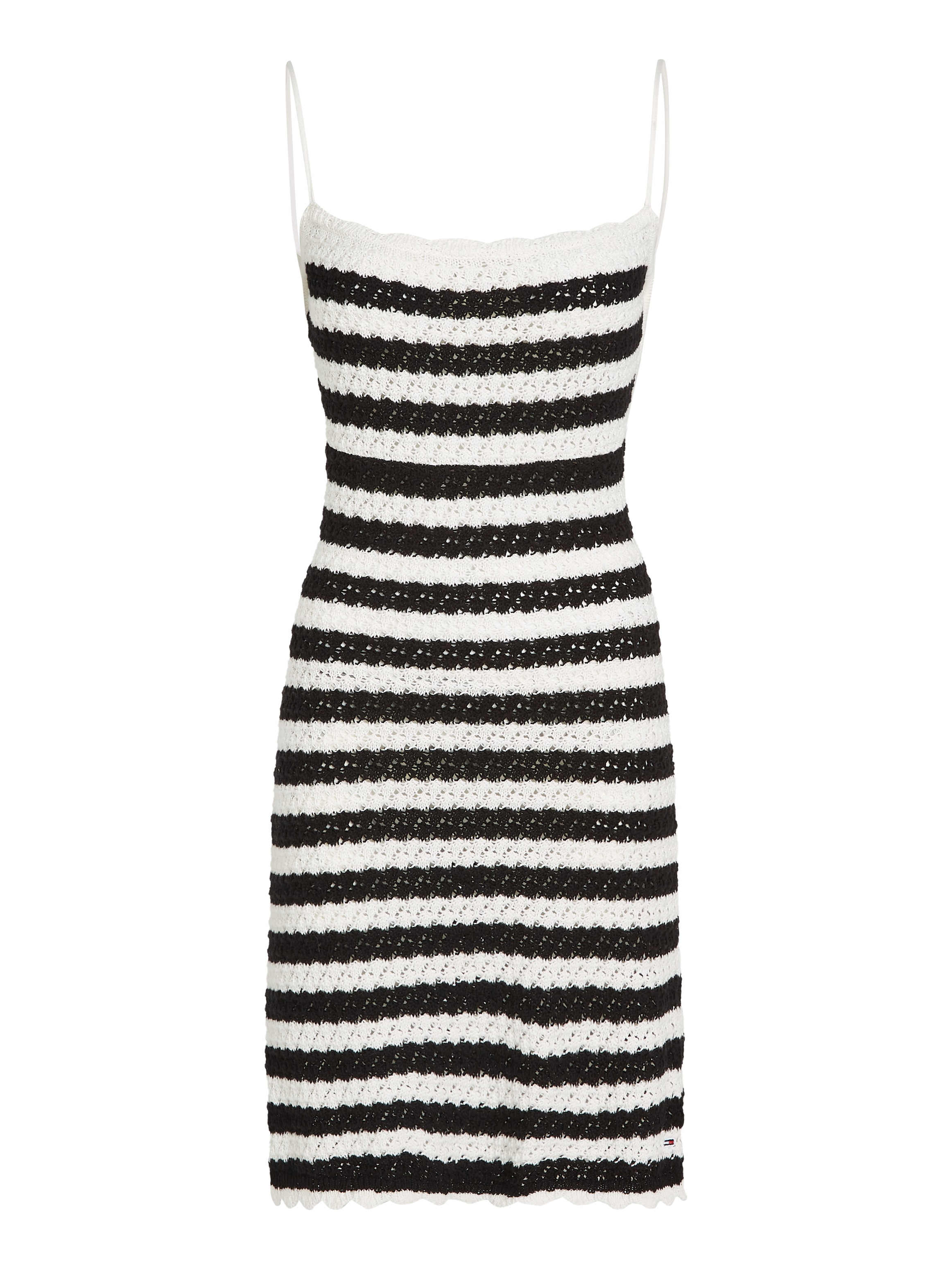 Tommy Jeans Spaghettikleid »TJW CROCHET STRIPE DRESS«, mit Bindeband am Rücken