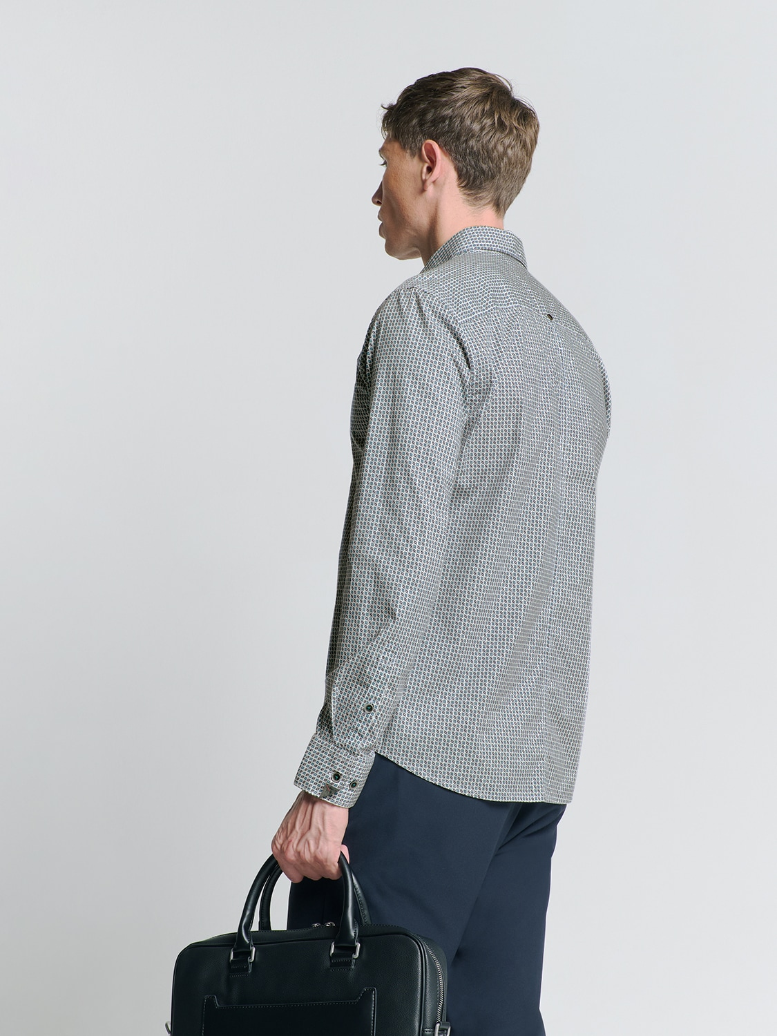 NO EXCESS Langarmhemd »No Excess Stretchhemd mit Print Shirt Stretch Allover Printed«