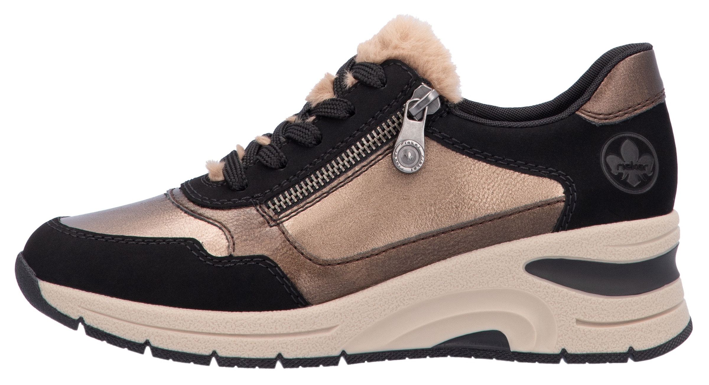 Rieker Keilsneaker, Freizeitschuh, Schnürschuh mit Schaftrandpolsterung, schmale Form