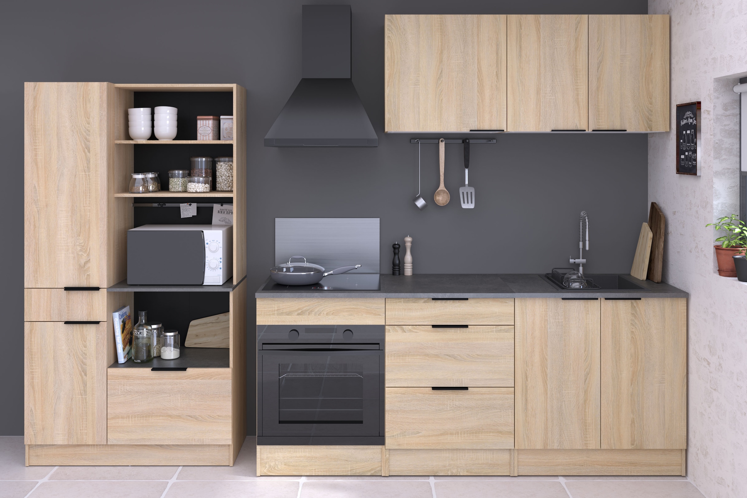 Parisot Schrank-Set »,Breite 300 cm, ohne E-Geräte« variabel stellbar, mit Kabeldurchlass,  melaminharzbeschichtet, 6 Stk. tlg.