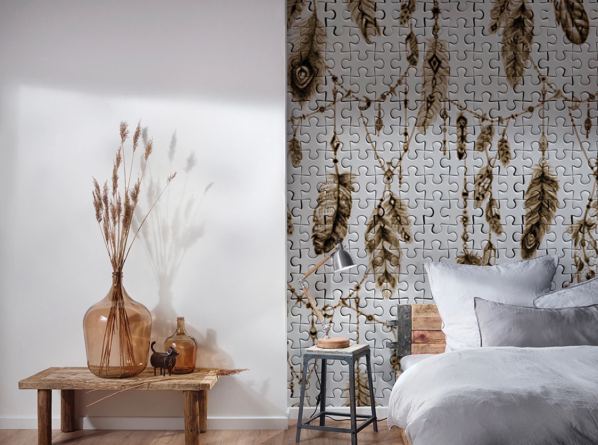 Architects Paper Fototapete »Atelier 47 Feather Puzzle 3«, mehrfarbig, Vlies, Wand, Schräge, Decke