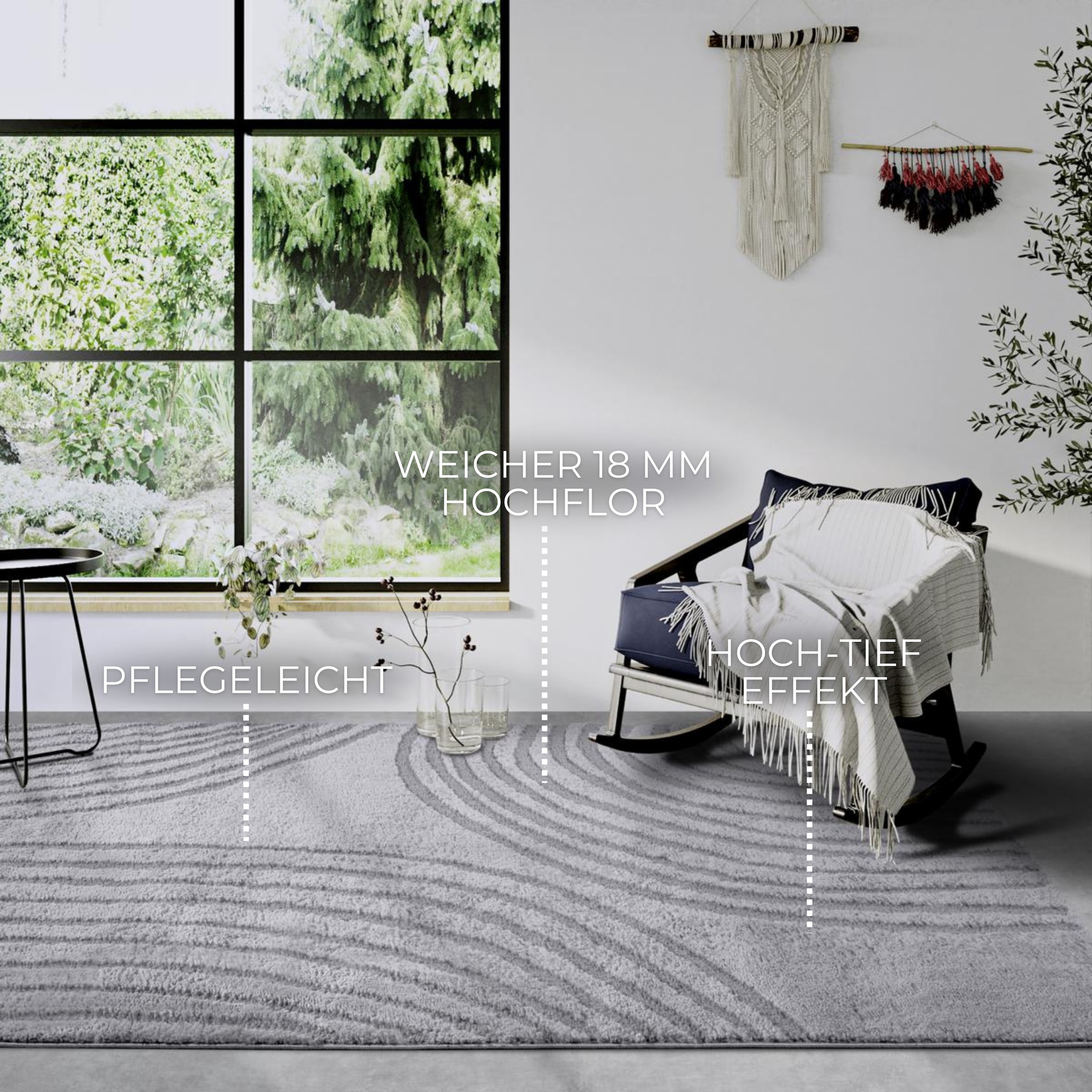 ELLE DECORATION Designteppich »Pigment«, rechteckig, 18 mm Höhe, Hochflor, Shaggy, Läufer, weich, Langflor, modern, Hoch Tief Effekt