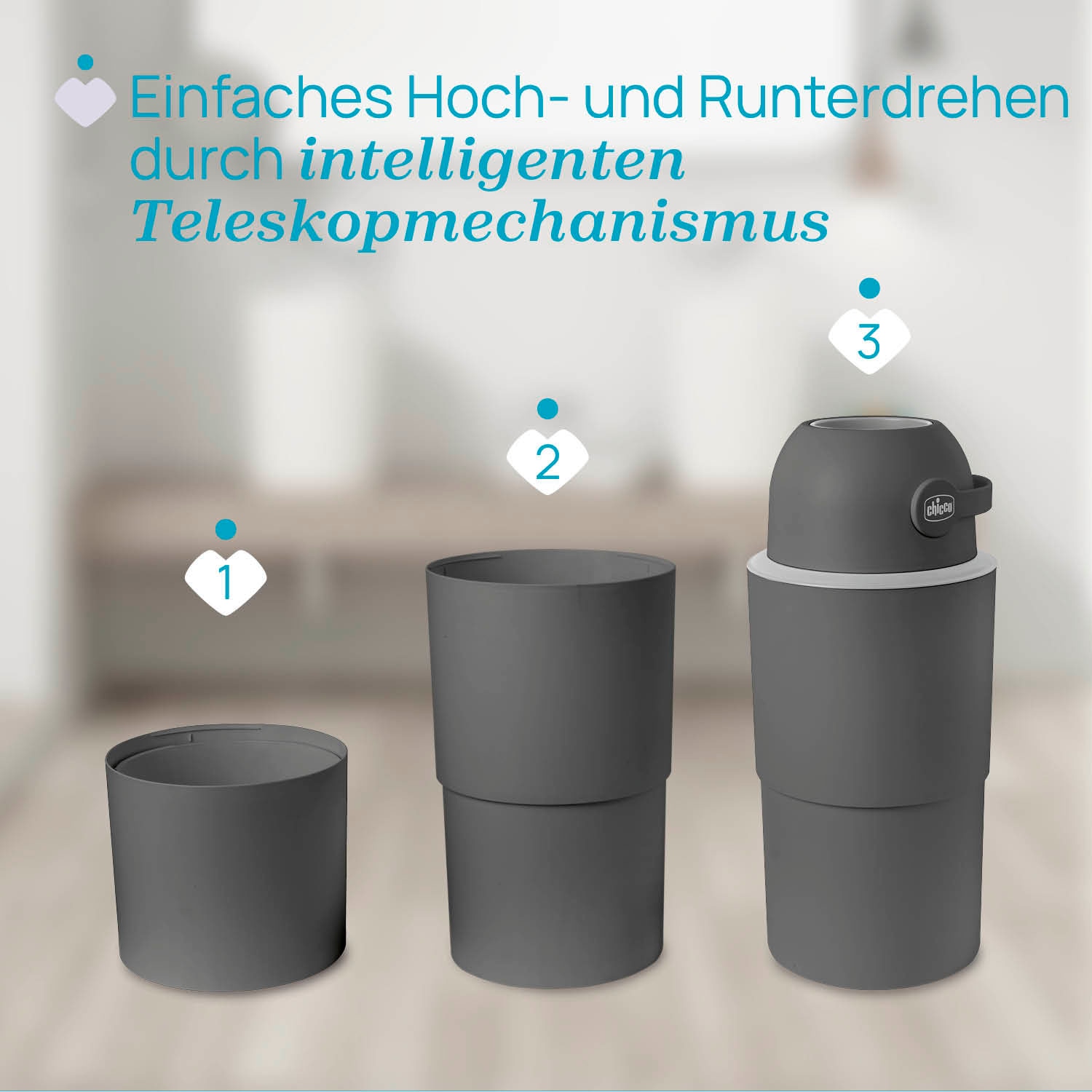 Chicco Windeleimer »Teleskop, Odour off XL«, inklusive 1 Pck. Müllbeutel Odour Off und einem Müllbeutelspender