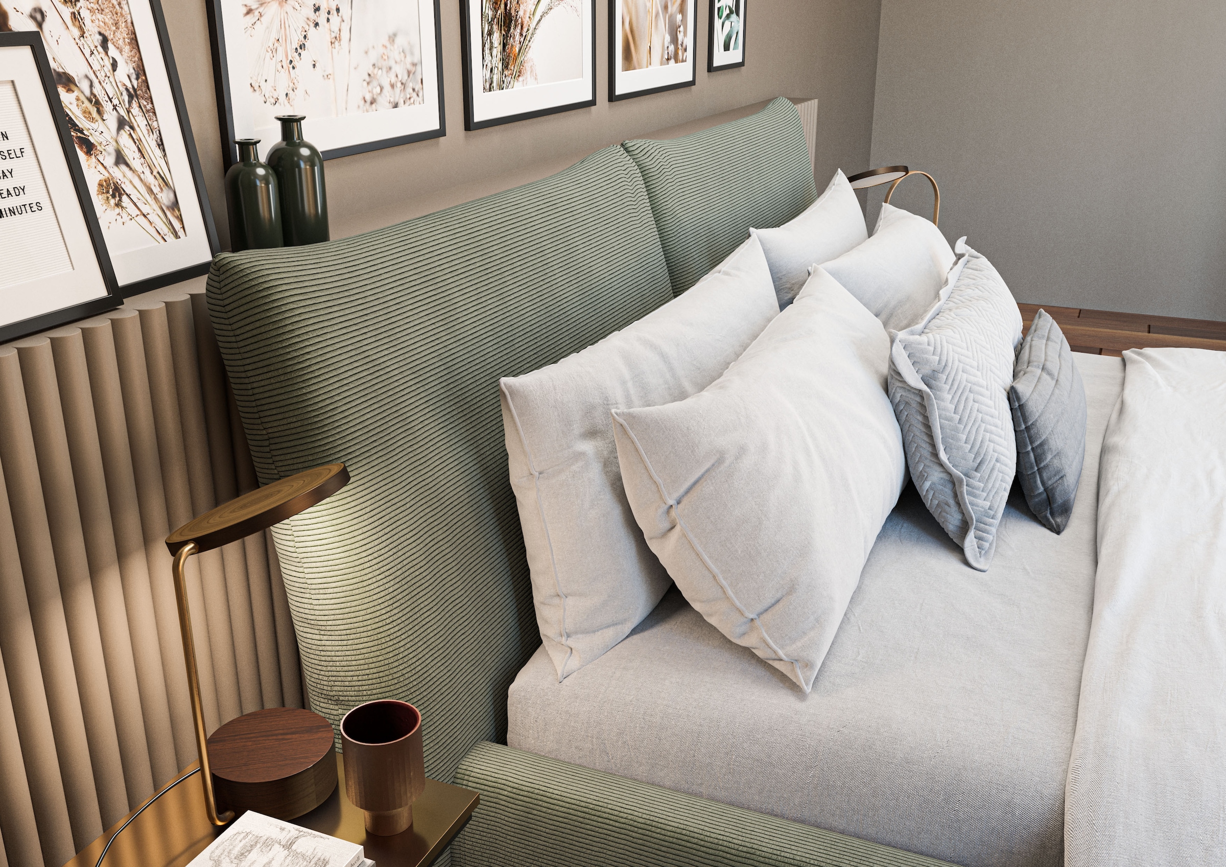 PLACES OF STYLE Polsterbett »Priora in 4 Breiten bis 200cm« auch in NaturLEDER, Cord, belastbar bis 280kg, auch Überlänge 220 cm