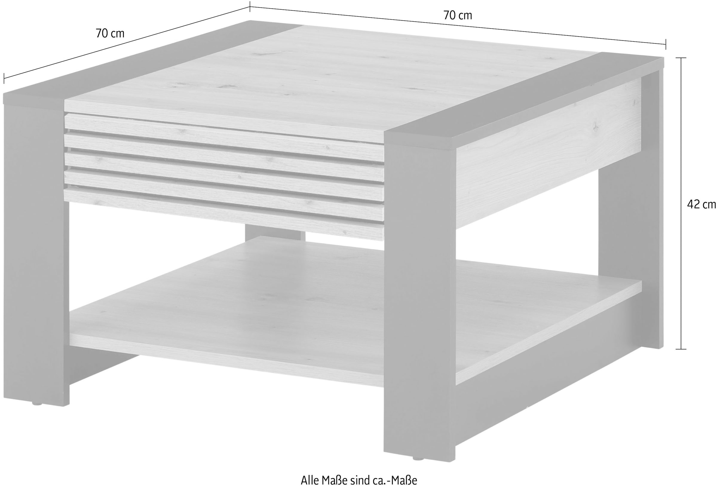 Stolkom Couchtisch »Feli Couchtisch B/H/T 70x42x70 cm« 1 Stk. tlg. MDF, fest verleimten Stäbchen