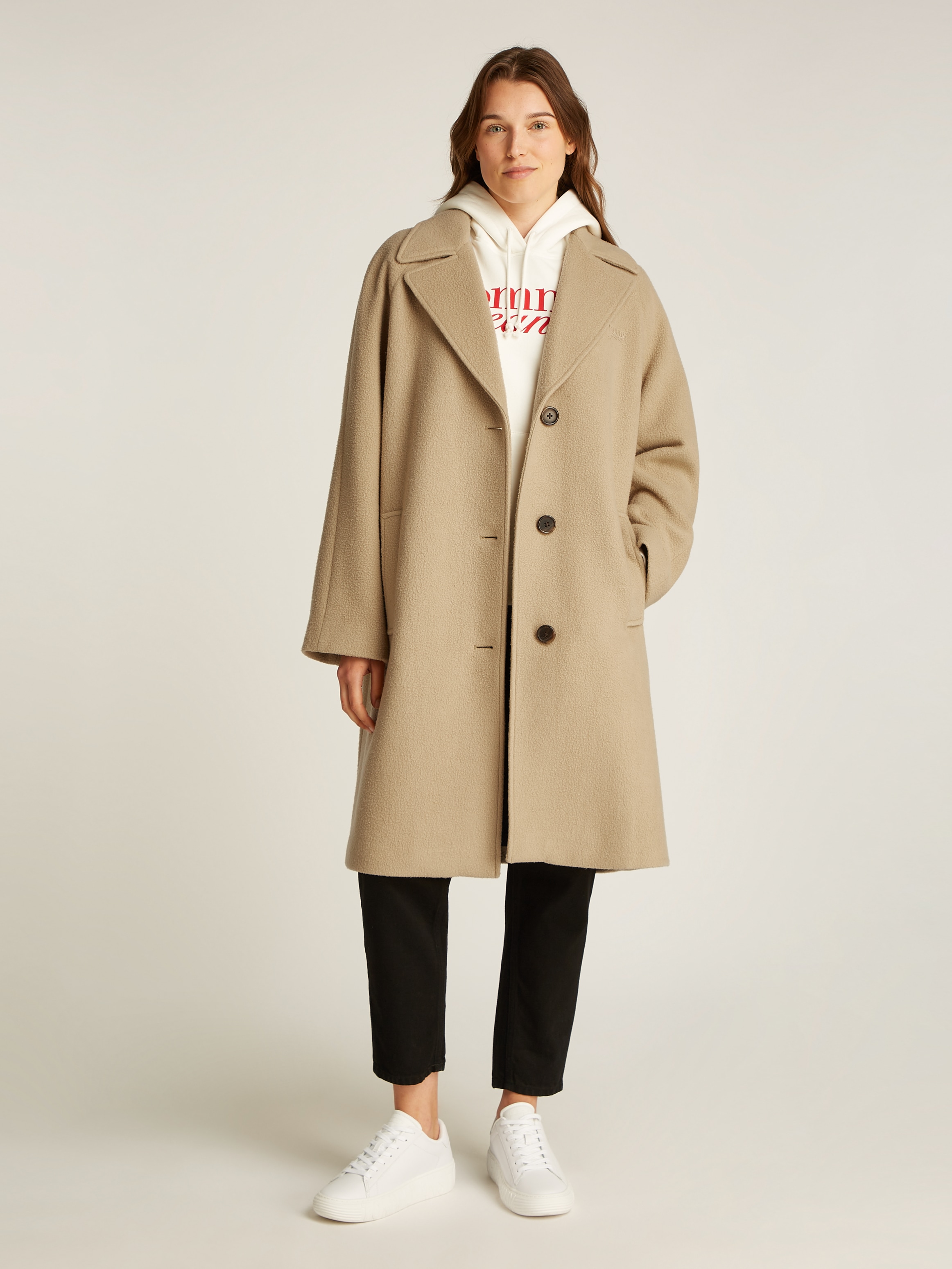 Tommy Jeans Kurzmantel »TJW WOOL COAT«, mit Wollanteil