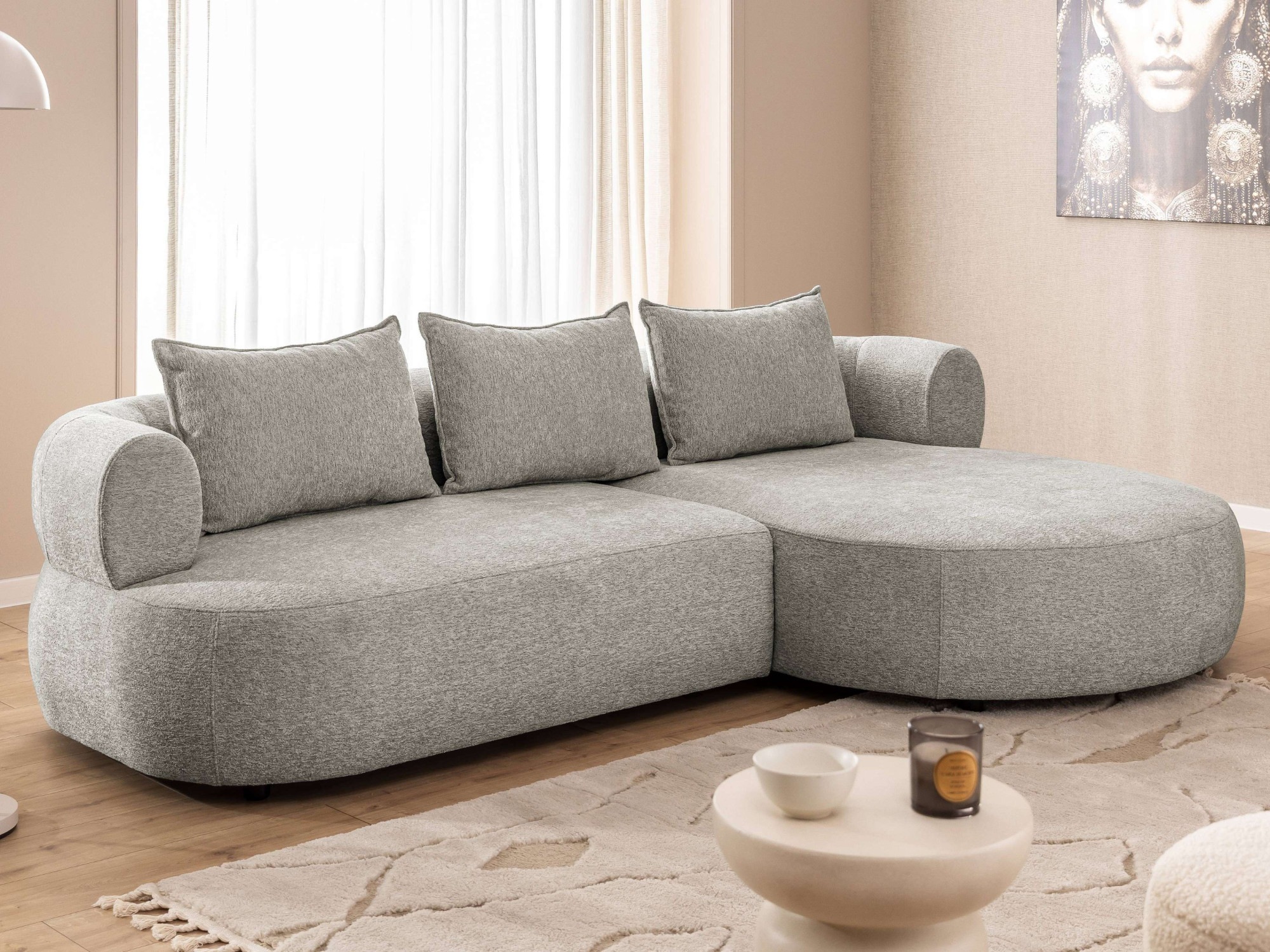 Home affaire Ecksofa »LUSSAC L-Form Design-Sofa mit Zierkissen, Maße B/T/H: günstig online kaufen