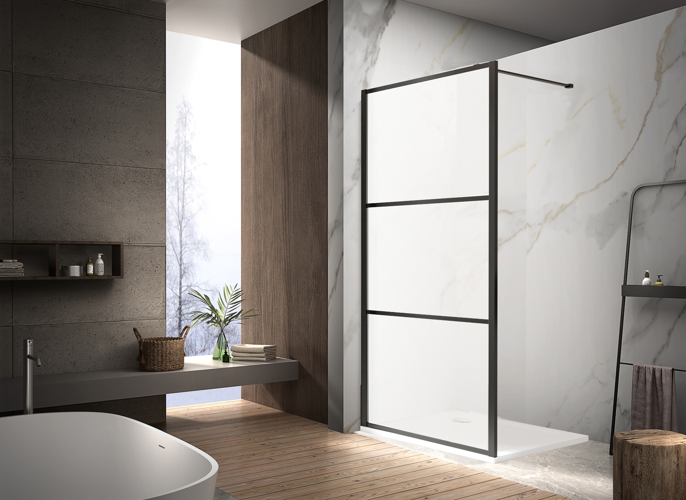 welltime Walk-in-Dusche »Black Blocks Clear«