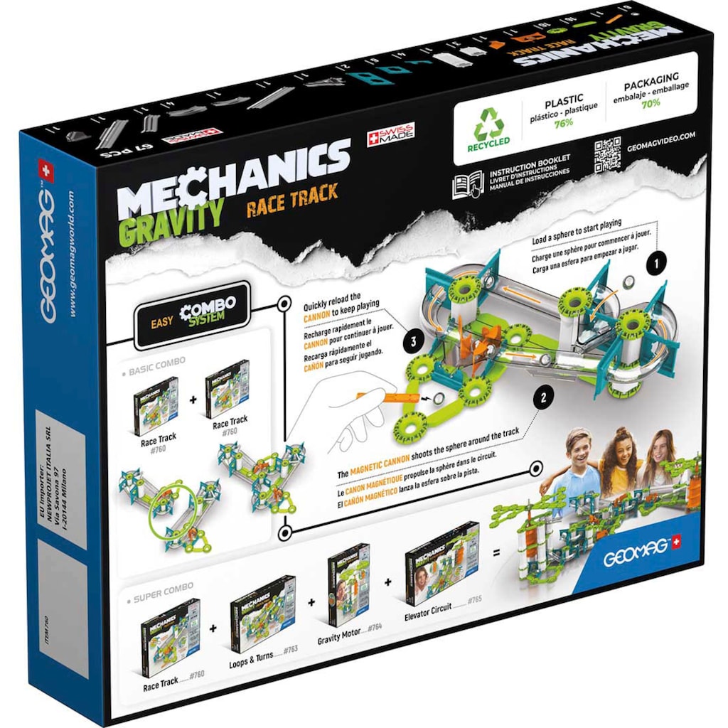 Geomag™ Magnetspielbausteine »GEOMAG™ Mechanics Gravity, Recycled Race Track«, (67 St.)