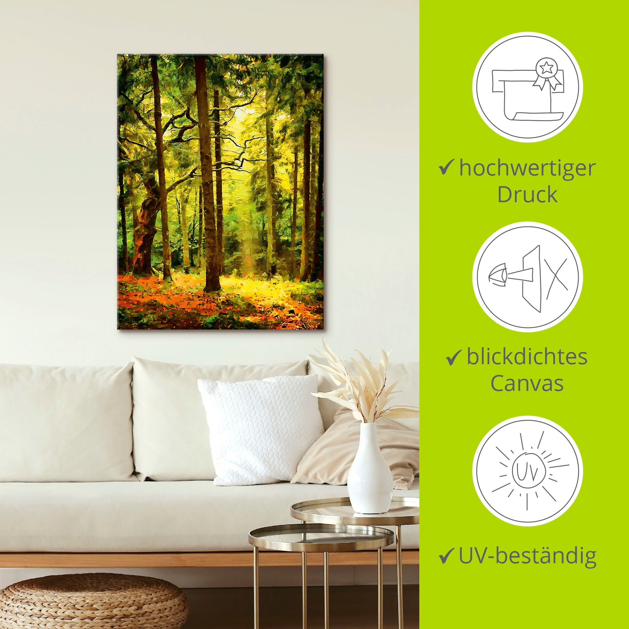 Artland Leinwandbild »Wald II«, Waldbilder, (1 St.), auf Keilrahmen gespannt