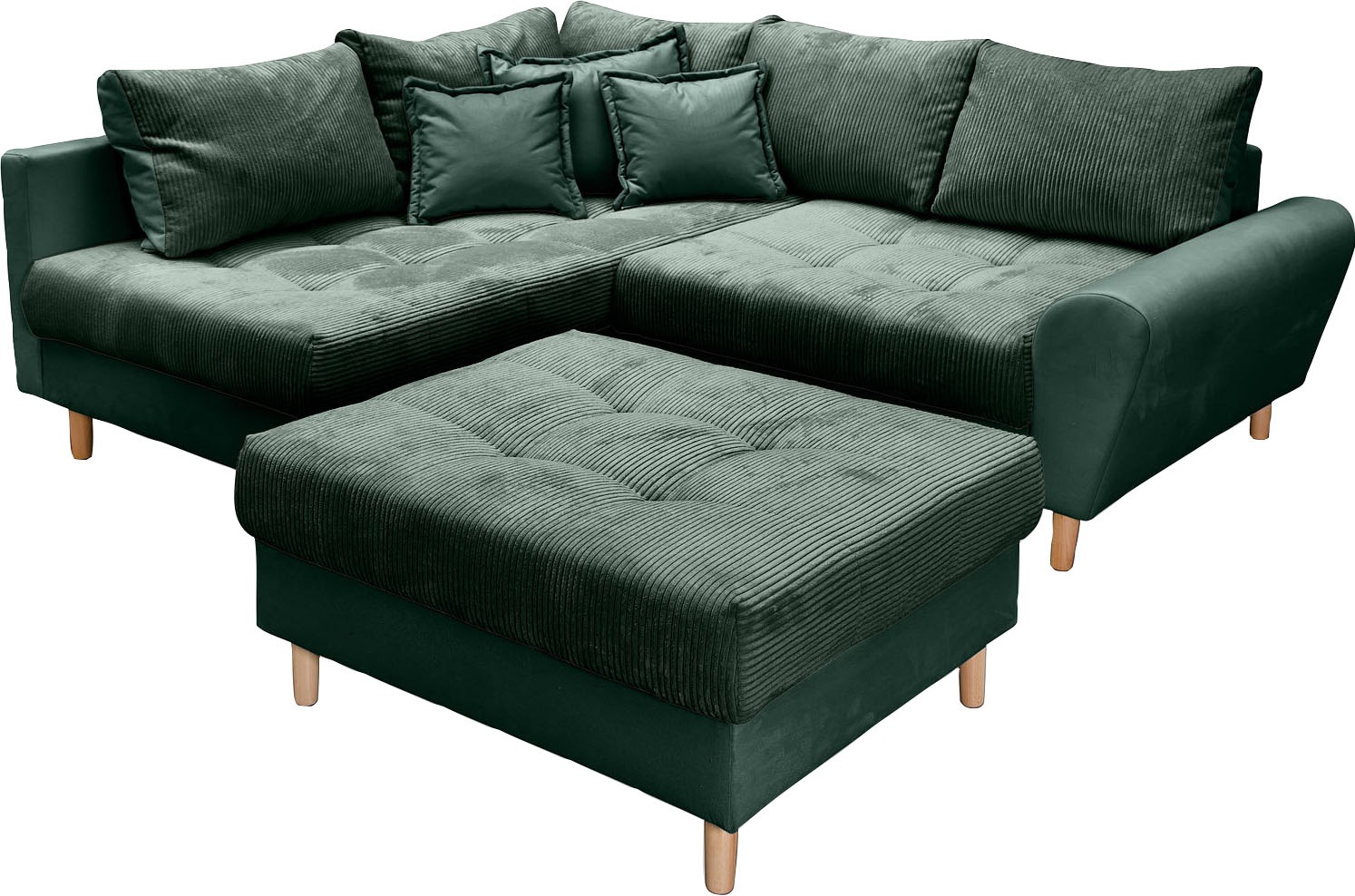 Home affaire Ecksofa »Rice L-Form inkl. Hocker«, (Set, mit Hocker), mit Bon günstig online kaufen