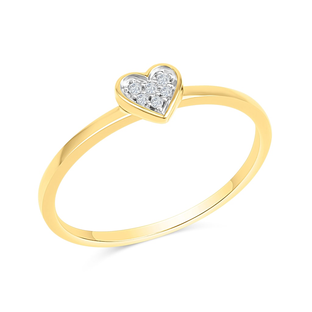 Diamonds by Ellen K. Fingerring »585 Gelbgold zweifarbig Herz Brillanten 0,025ct.«