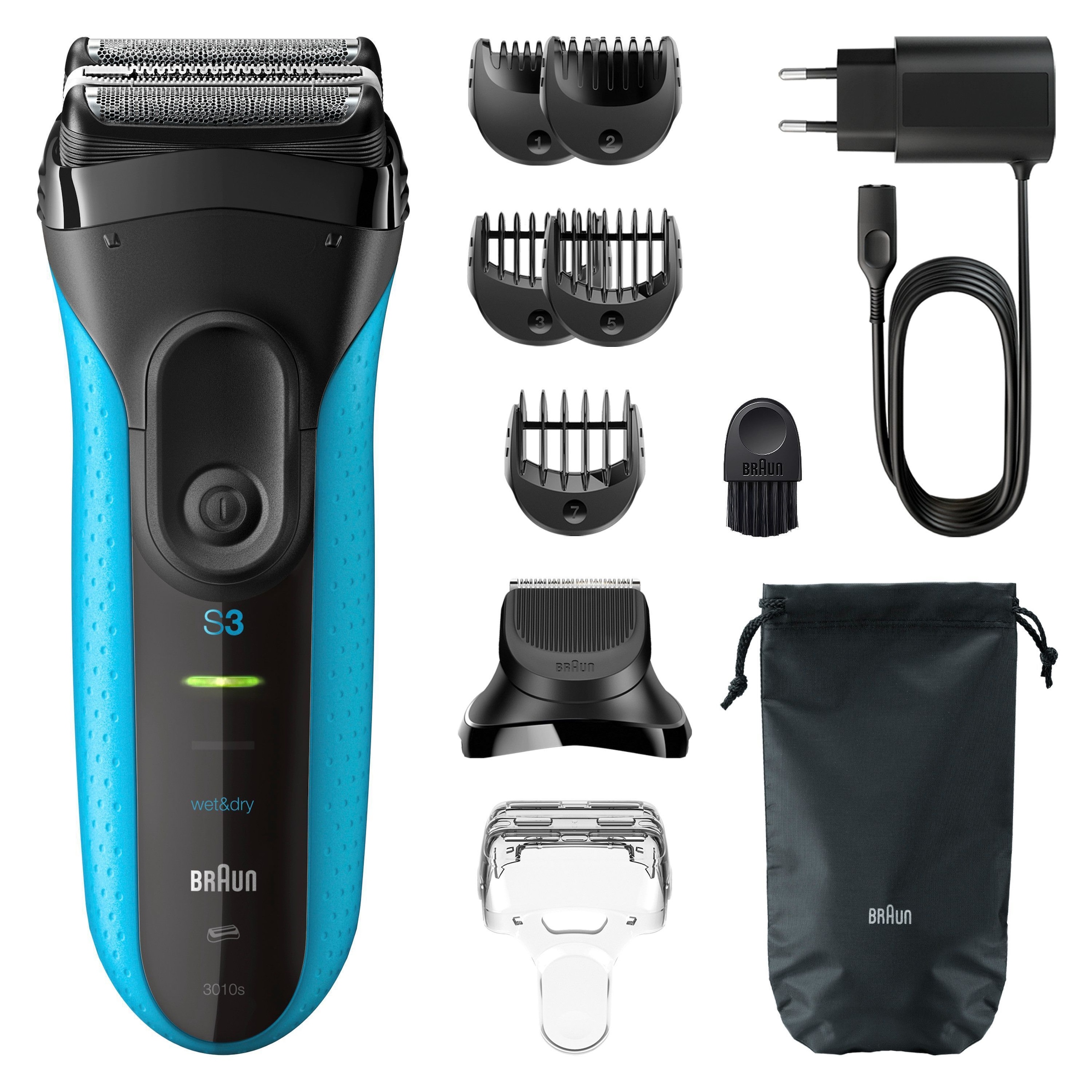 Braun Elektrorasierer »Series 3+ 3010BT« 6 Stk. Aufsätze 3 flexible Klingen, effizienter MicroComb Mitteltrimmer