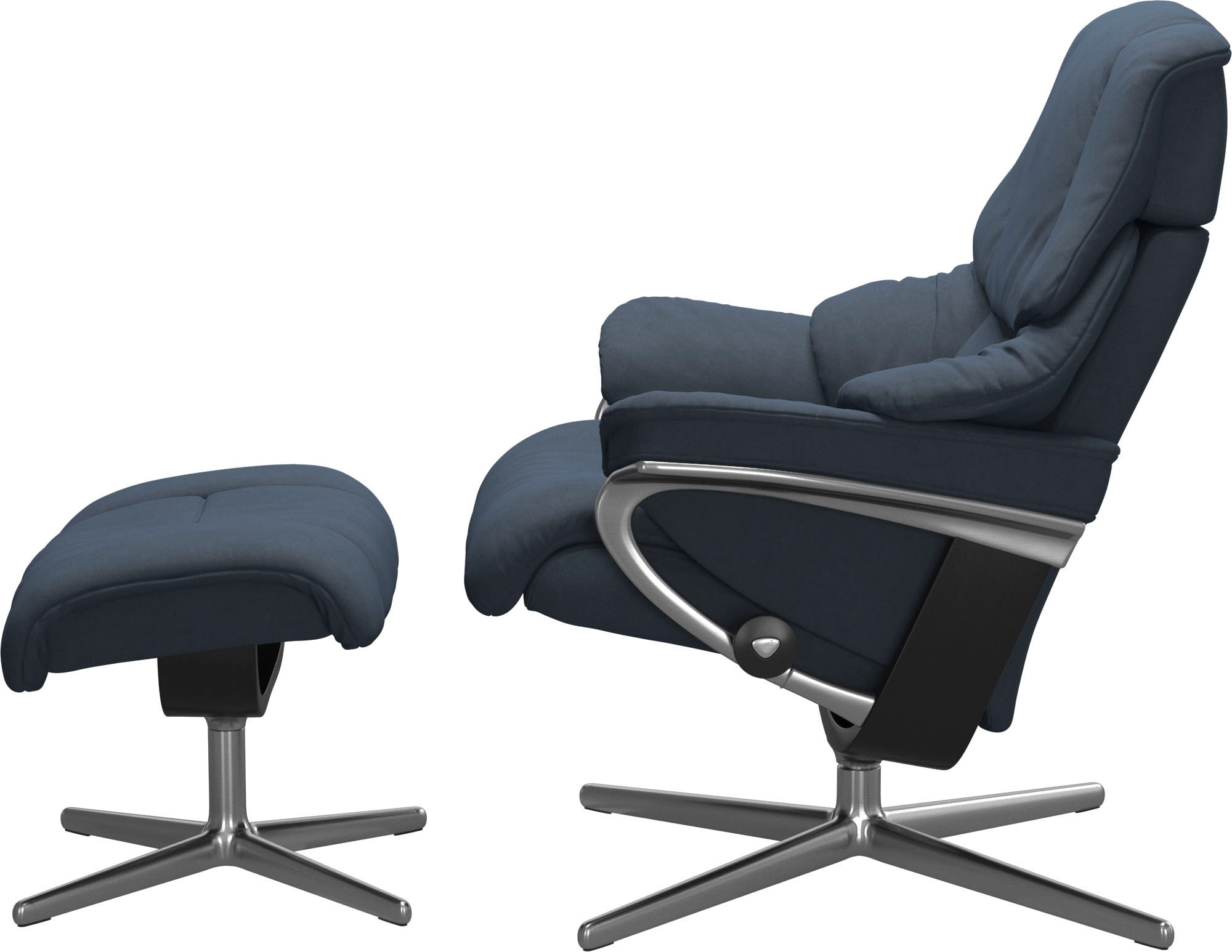 Stressless® Relaxsessel »Reno«, (Set, Relaxsessel mit Hocker), mit Hocker, mit Cross Base, Größe S, M & L, Holzakzent Schwarz