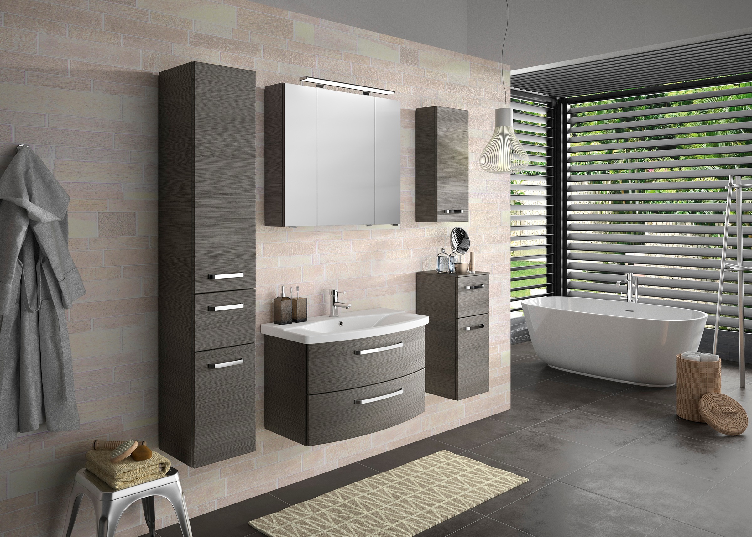 Saphir Badmöbel-Set »Serie 4010 4-teilig Keramik-Waschtisch mit LED-Spiegel günstig online kaufen