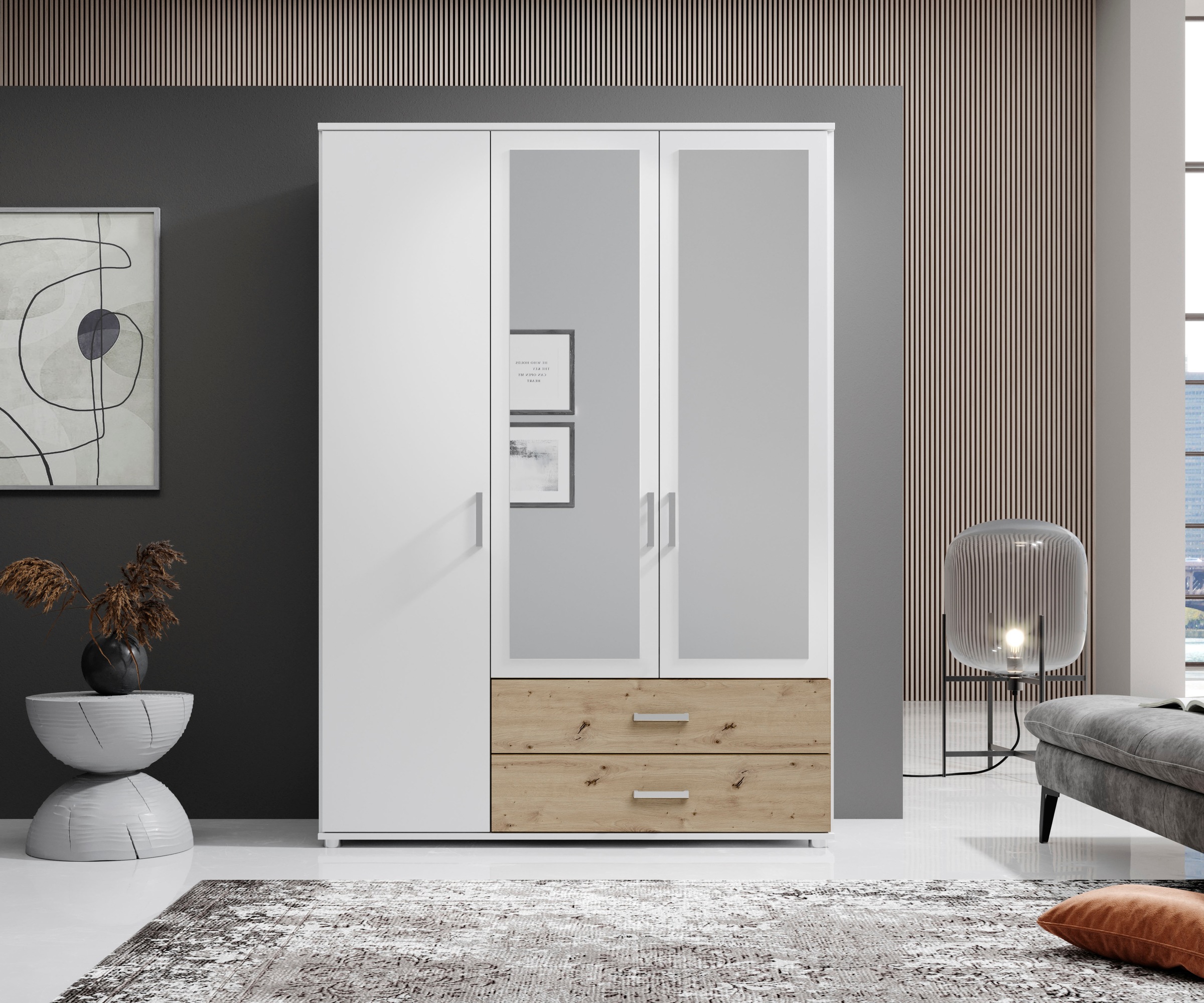 Schlafkontor Drehtürenschrank "Ivar Kleiderschrank mit Spiegel" inklusive 2 günstig online kaufen