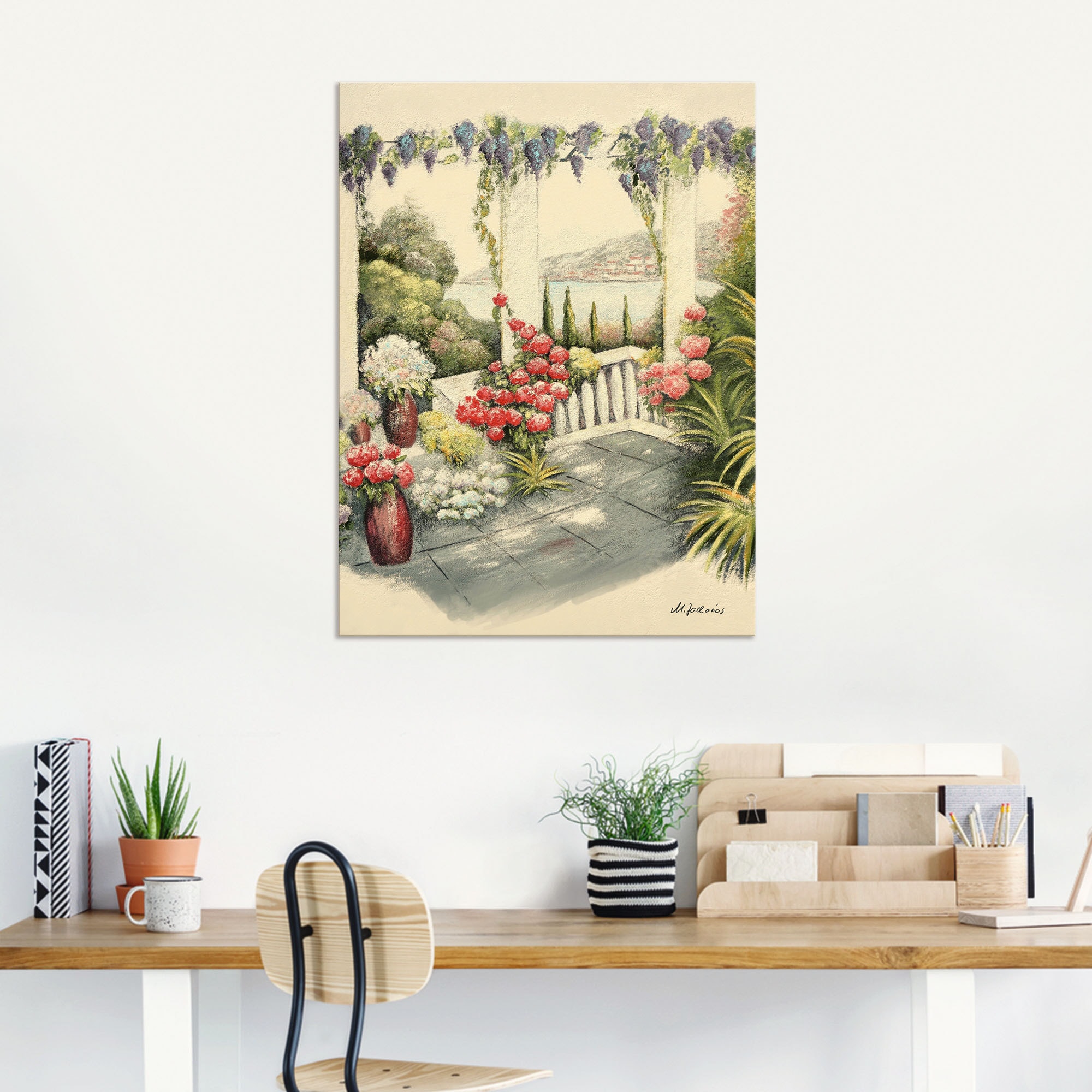 Artland Wandbild »Mediterrane Terrasse«, Fensterblick, (1 St.), als Alubild, Leinwandbild, Wandaufkleber oder Poster in versch. Größen