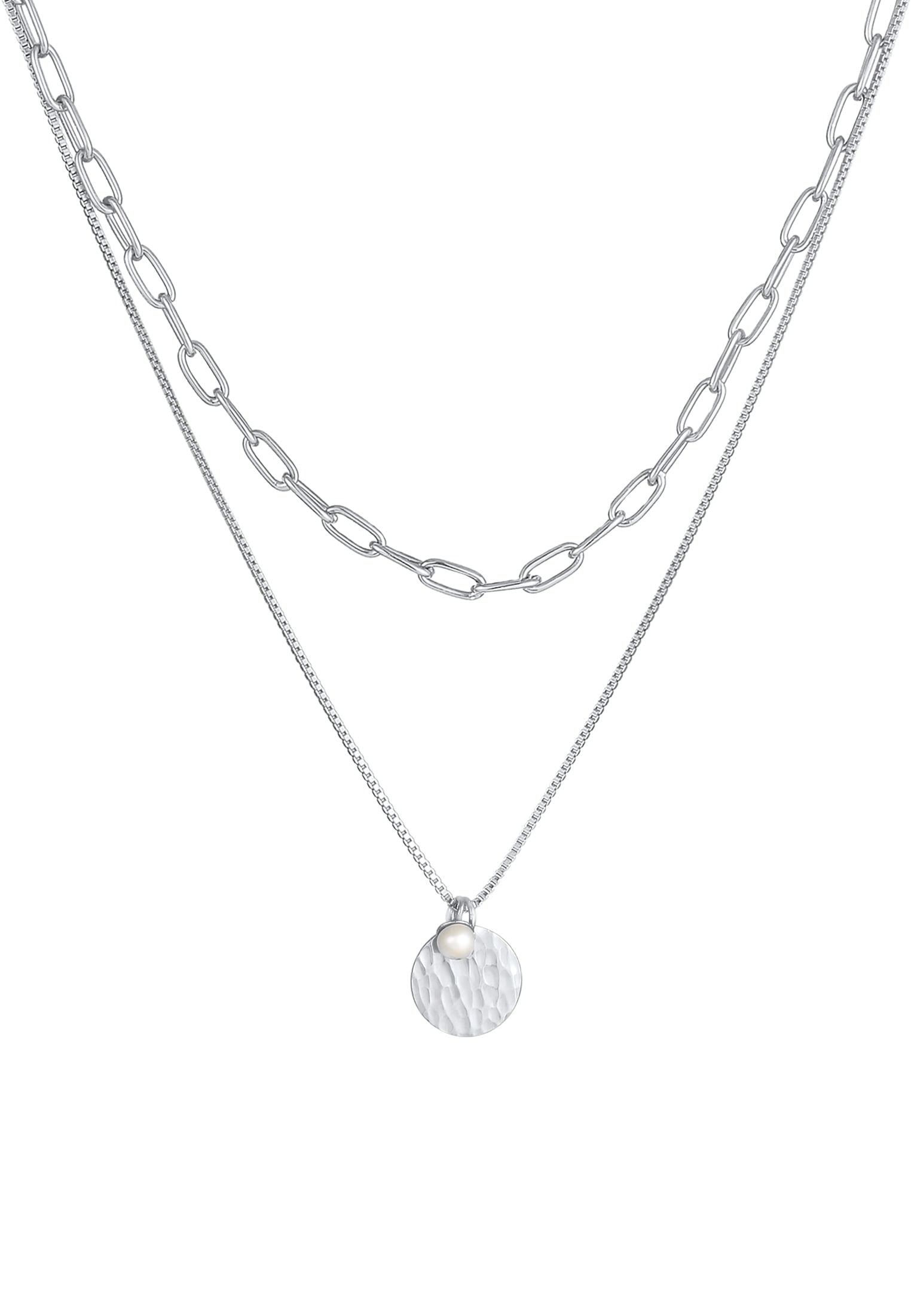 Elli Premium Gliederkette »Layer Plättchen Layer Figaro 2-lagig 925 Silber«