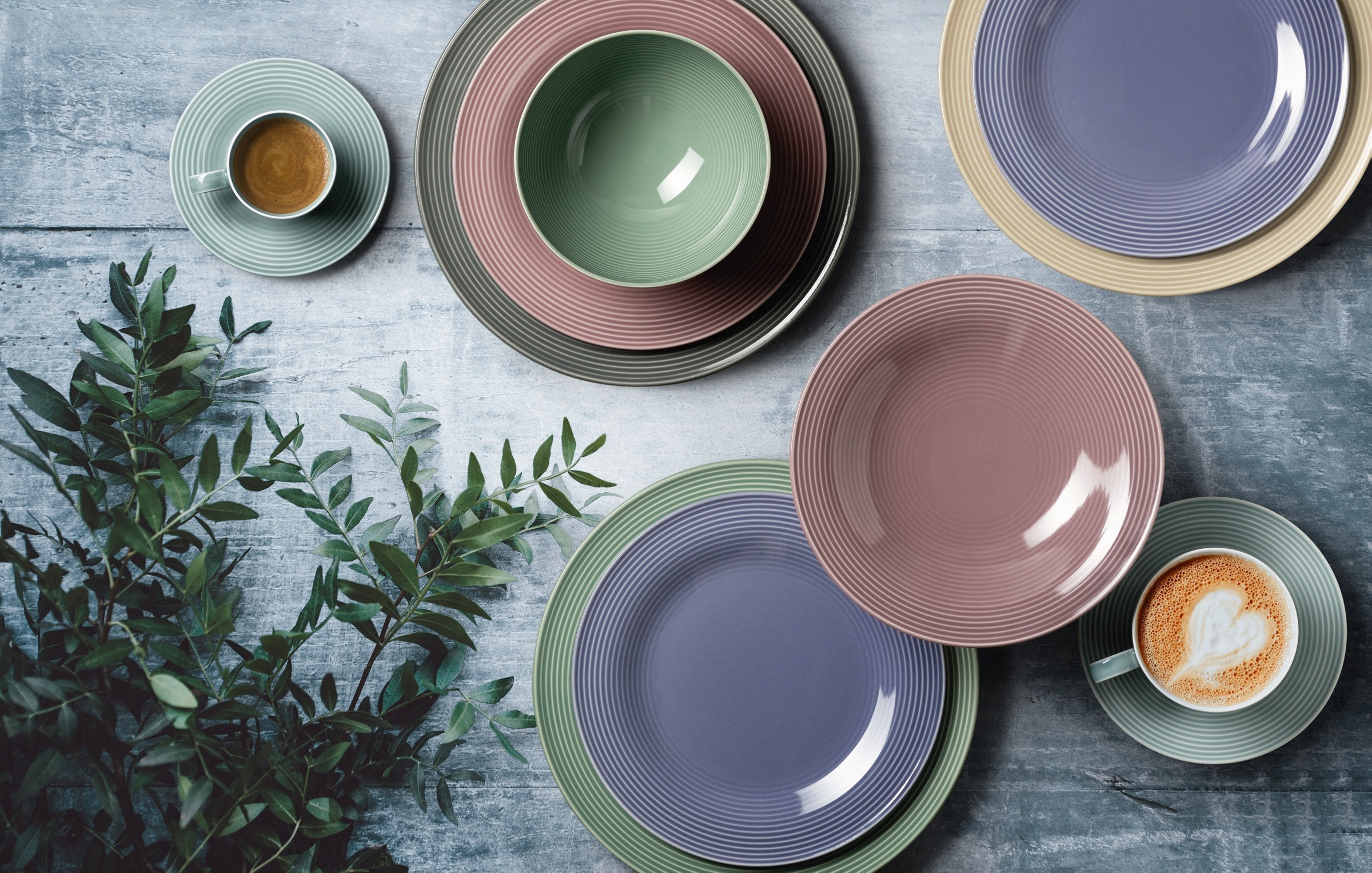 Seltmann Weiden Teeservice »Geschirr-Set, 18 Teile, Beat, klein«, (Set, 18 tlg., 6x Teeobertasse 0,14 l, 6x Kombi-Untertasse, 6x Brotteller), Tassen, Untertassen, Teller, Made in Germany, 18 Teile, für 6 Personen