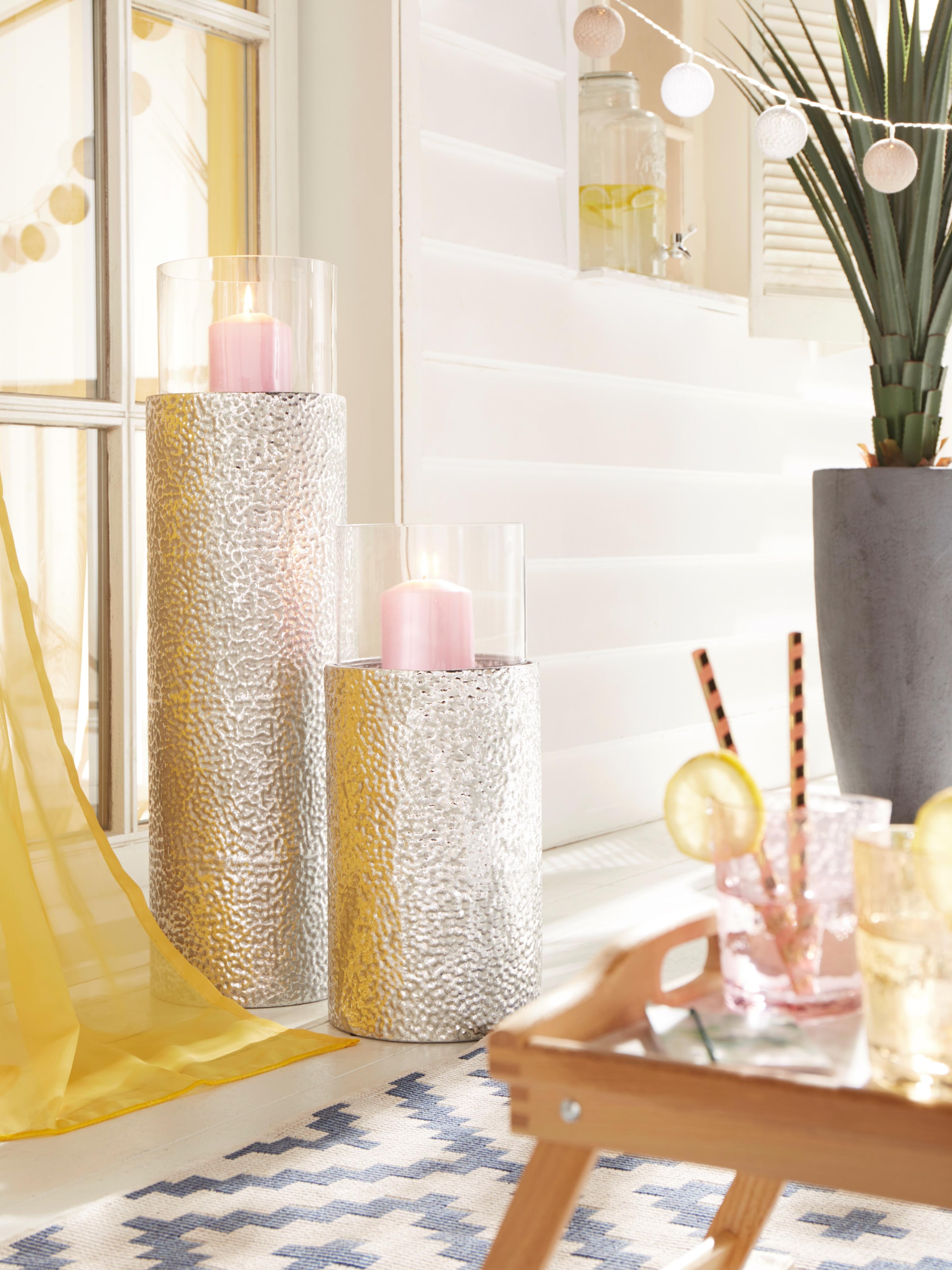Home affaire Windlicht, Metall, ideal kaufen aus mit Glaseinsatz, (1 Bodenwindlicht, Stumpenkerzen online für St.)