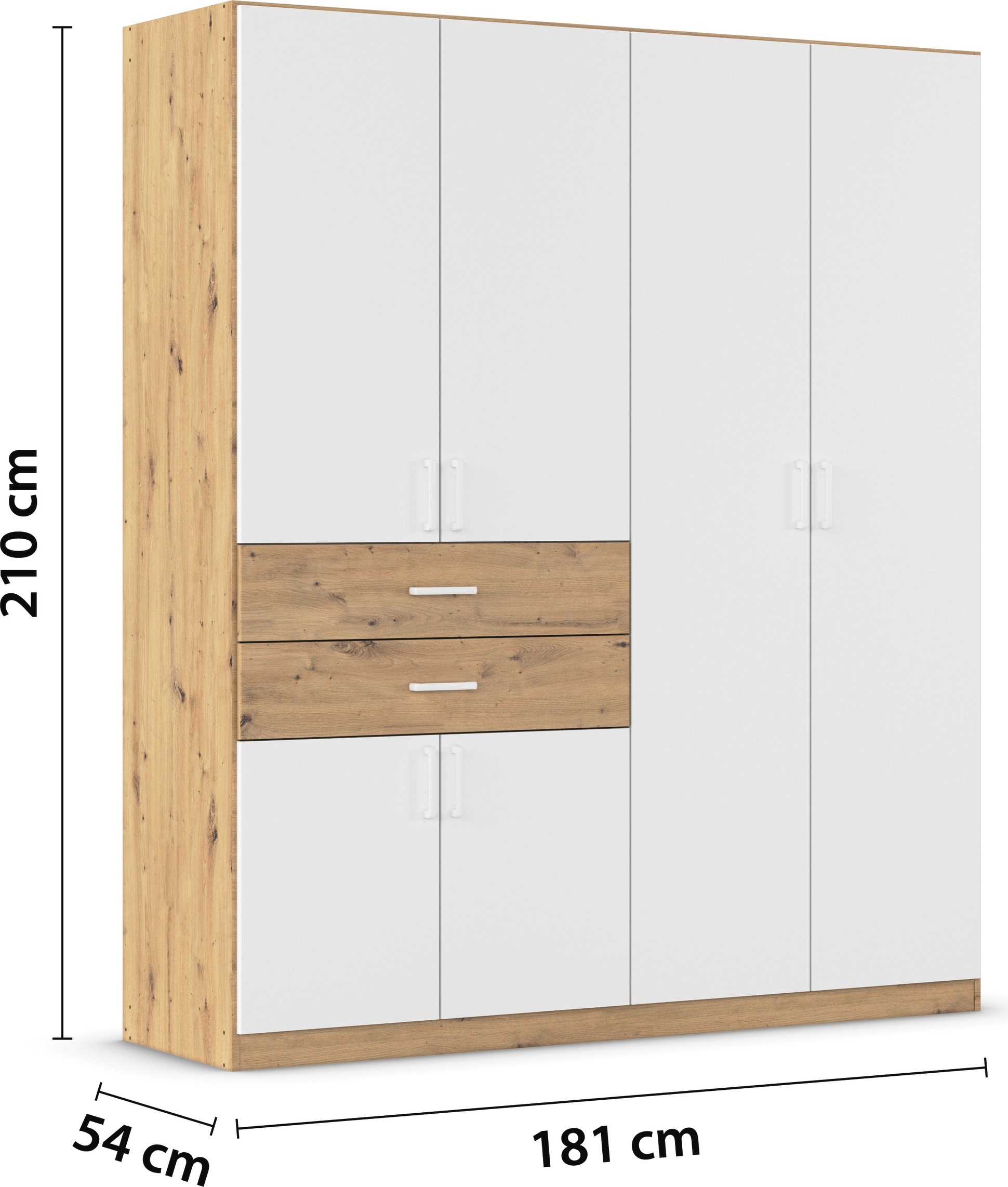 rauch Drehtürenschrank »Kleiderschrank Schrank Garderobe MAIKA mit Dekor-Front«, 2 Schubladen, in verschiedenen Breiten, Höhen, Farben, MADE IN GERMANY