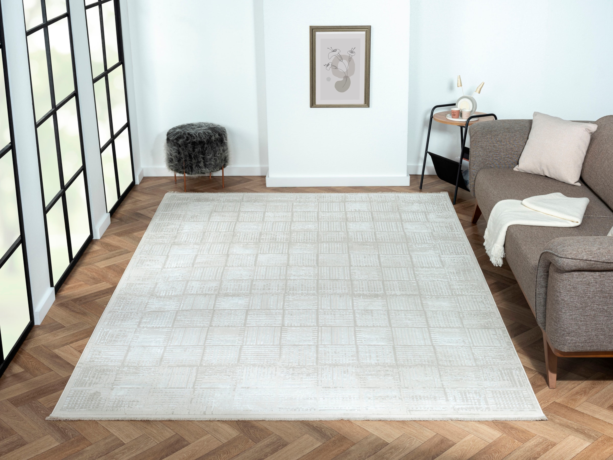 Myflair Möbel & Accessoires Teppich »My House Lagerräumung«, rechteckig, 10 mm Höhe, Kurzflor, Retro-Style, besonders weich durch Microfaser, mit Fransen