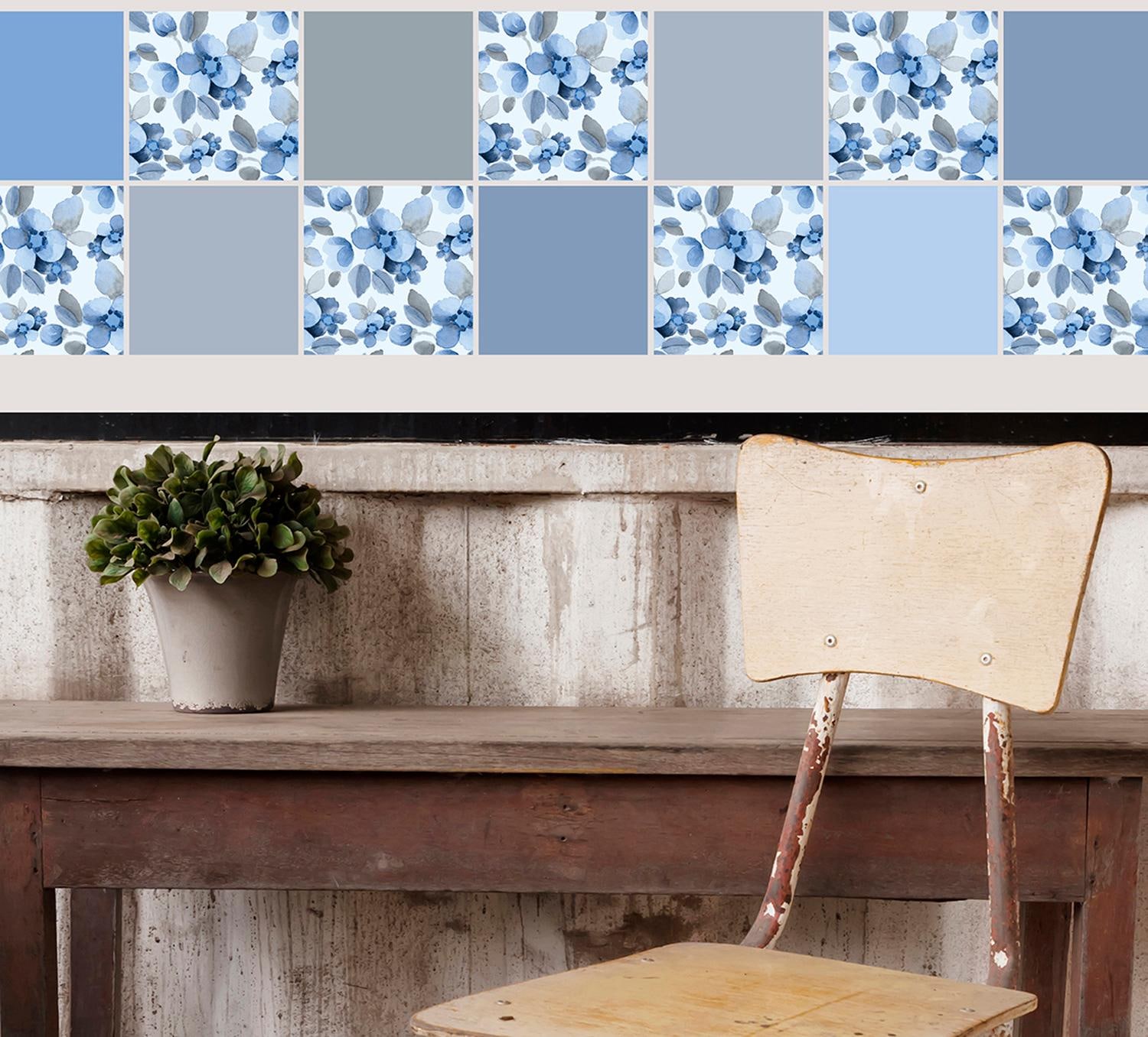 queence Fliesenaufkleber »Blumen«, (12 St.), Stickerfliesen, selbstklebend, Sticker, 12er Set