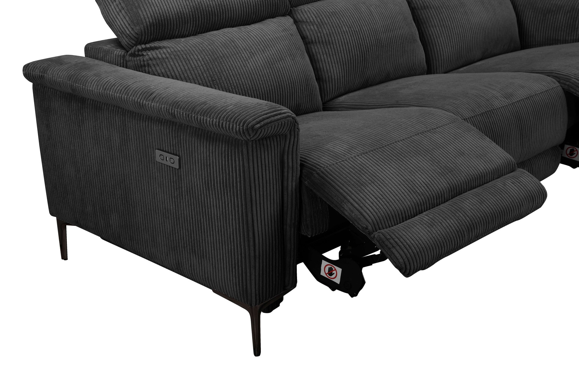 Places of Style 3-Sitzer »Lund Cord, mit manueller o. elektrischer Relaxfunktion in 2 Sitzen,«, USB-A, Kopfteilverstellung, Breite 222 cm